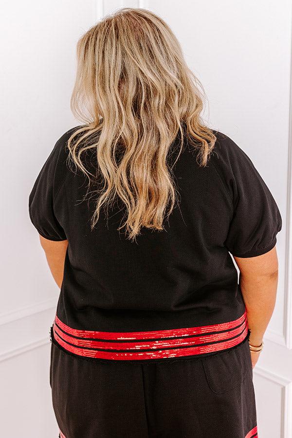 Sideline Social Embroidered Top in Black Curves Product Image