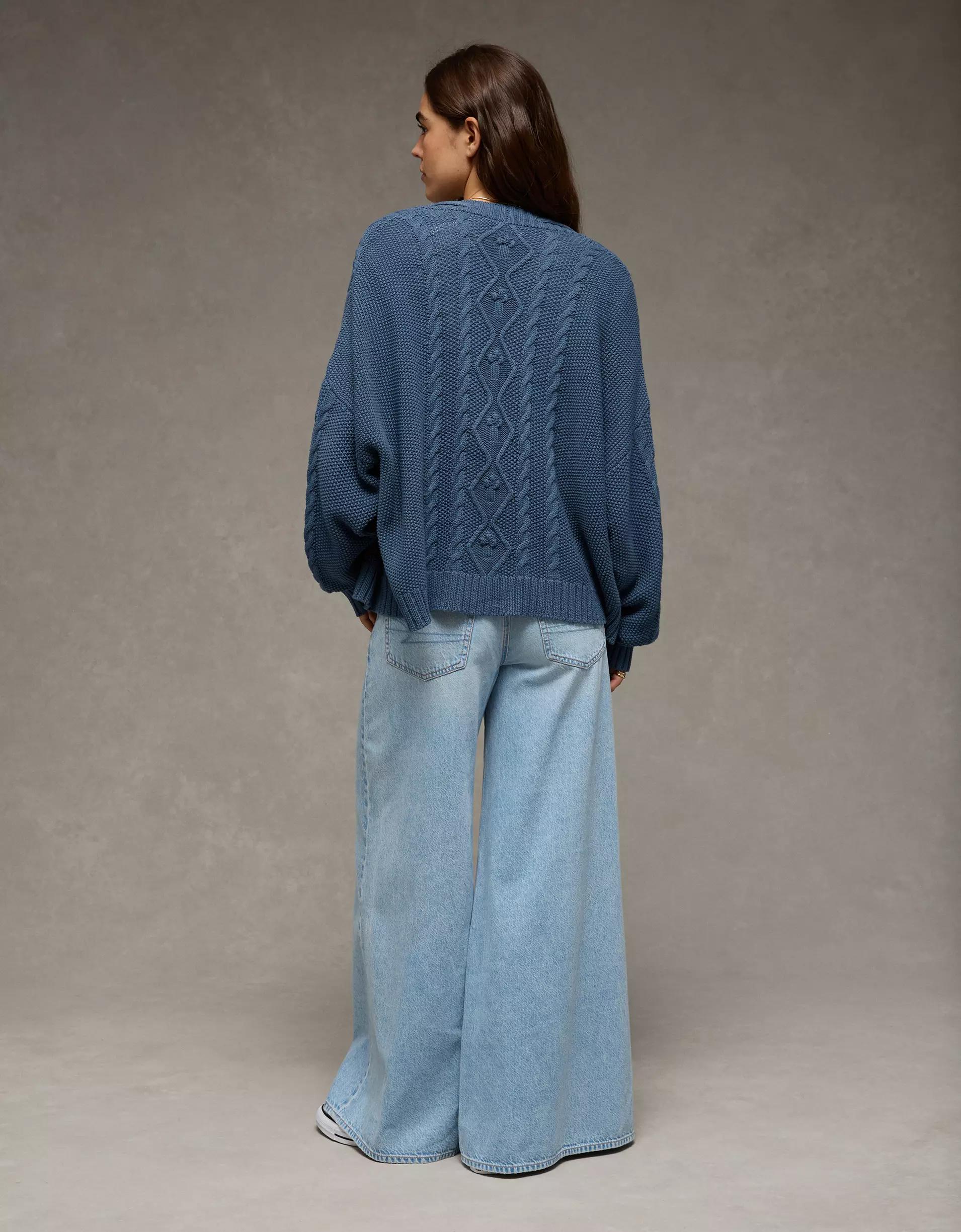 AE Open Front Cable Cardigan Product Image