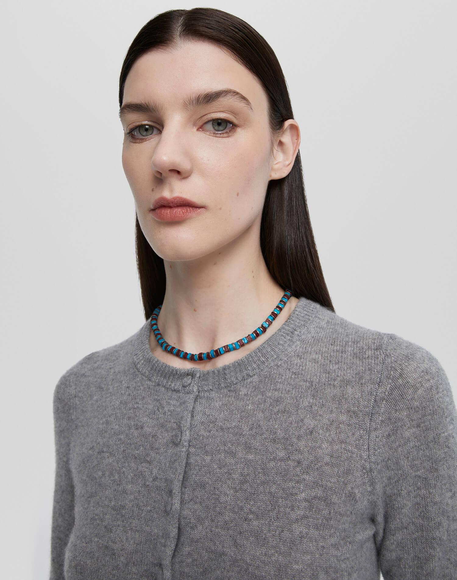 Cashmere Crewneck Cardigan - Grey Heather Product Image