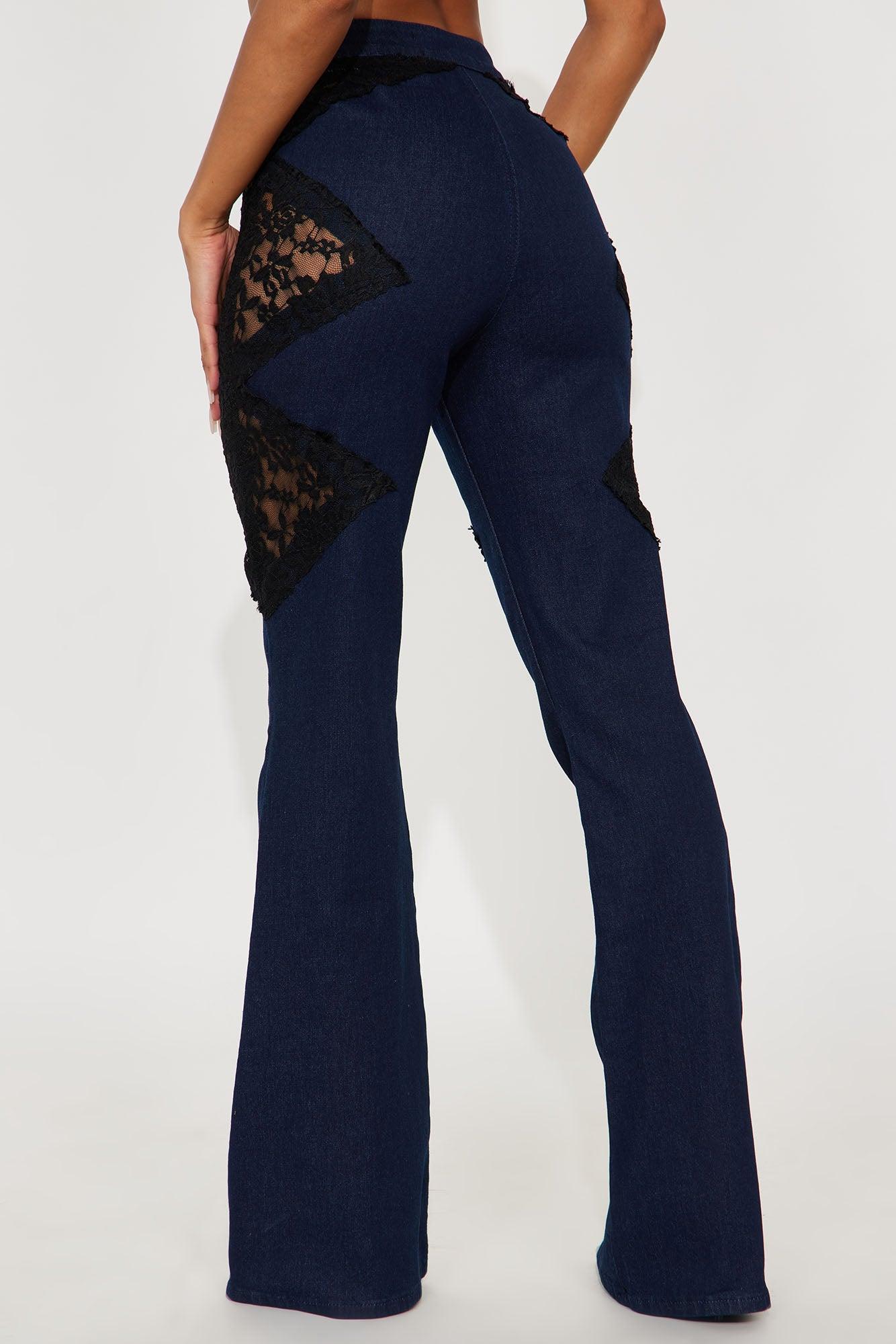 Day To Night Lace Flare Jeans - Dark Wash Female Product Image