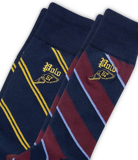 Polo Ralph Lauren Striped Gothic Embroidered Dress Socks 2-Pack Product Image