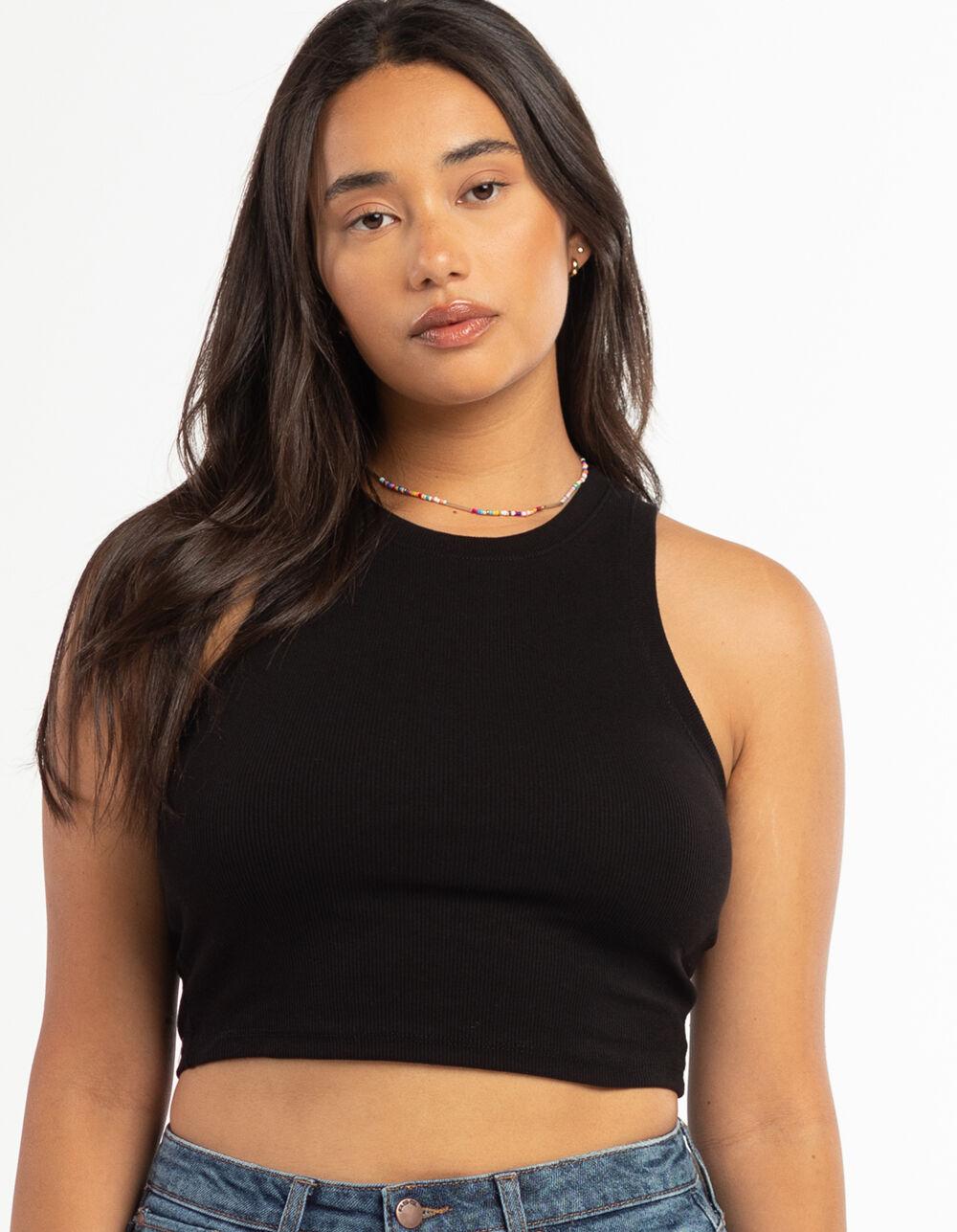 FULL TILT Essentials High Neck Womens Tank Top - BLACK Product Image