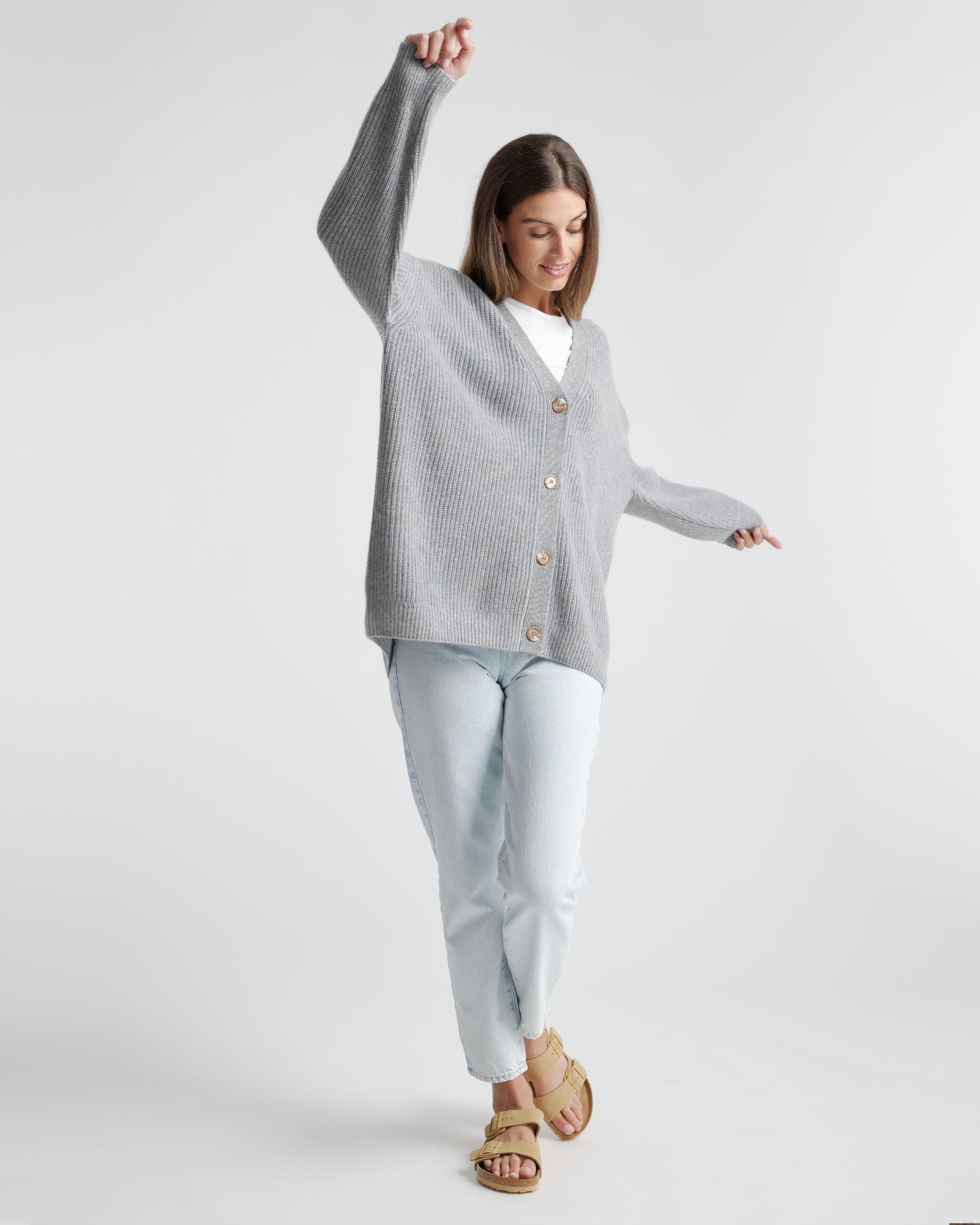 Quince | Women's Mongolian Spring Cashmere OverSized Boyfriend Cardigan Sweater Product Image