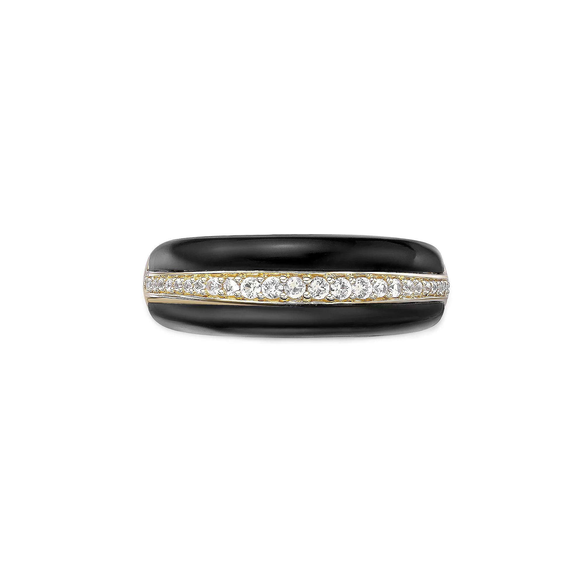 Gemminded Sterling Silver Black Onyx & Lab-Created White Sapphire Ring, Women's, Size: 9, Gold Tone Product Image