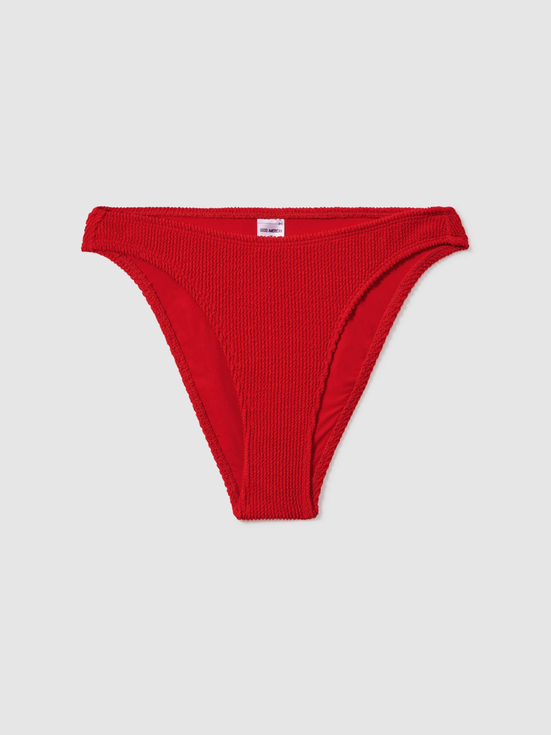 Good American Always Fits Textured Bikini Top in Bright Red Product Image