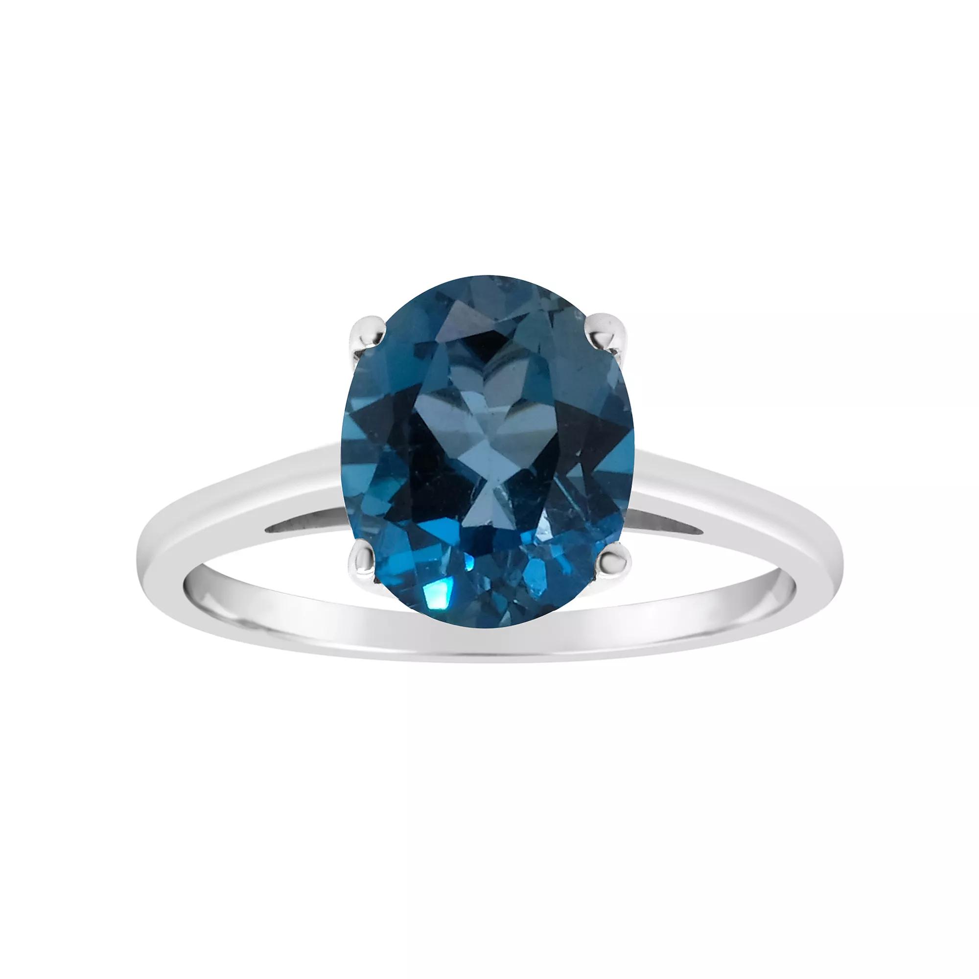 Alyson Layne 14k Gold Oval London Blue Topaz Solitaire Ring, Women's, Size: 10, 14k White Gold Product Image