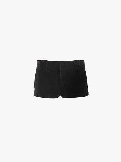 Tailored mini shorts in velvet Product Image
