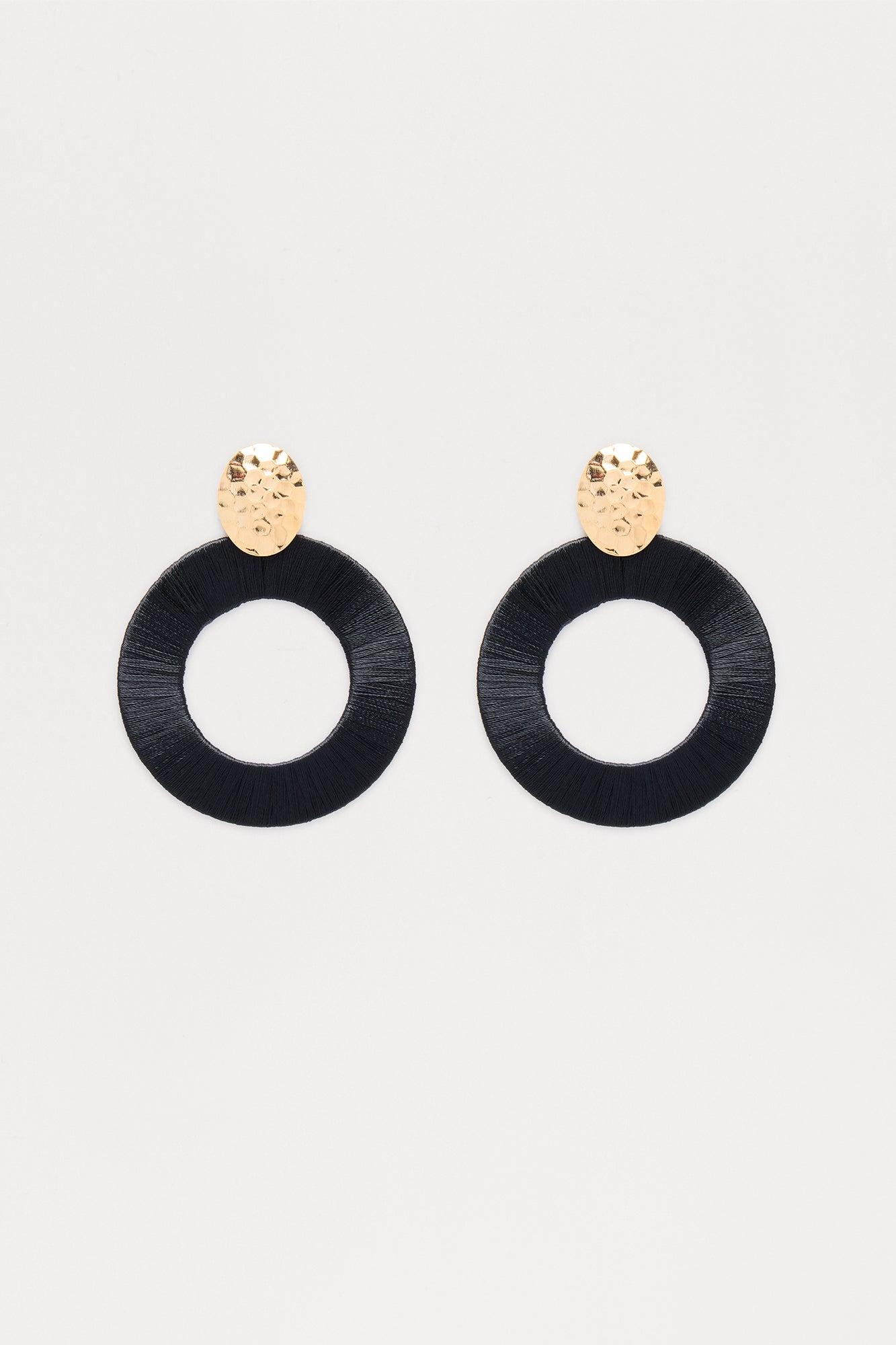 Nina Drop Statement Earrings - Black Female Product Image