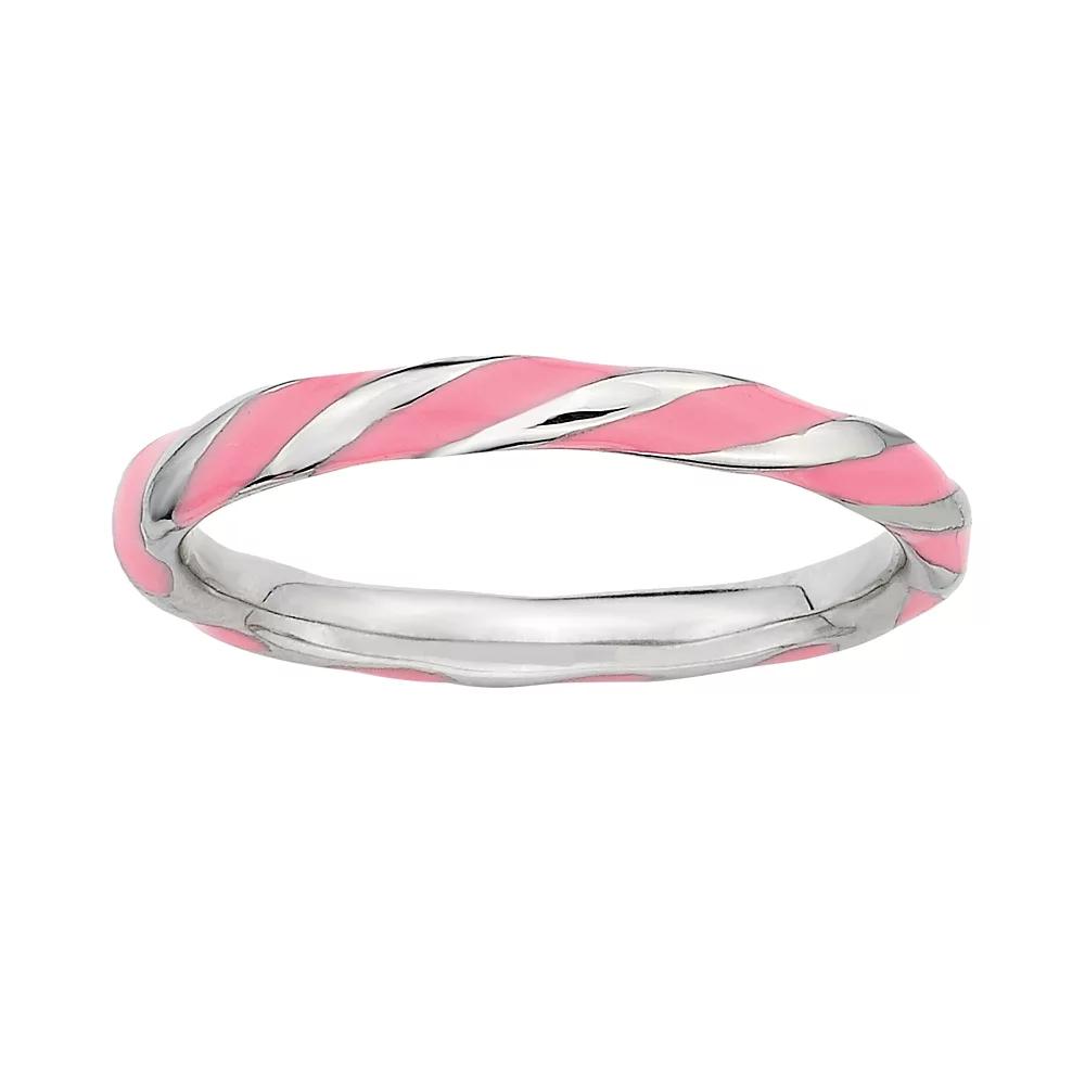 Stacks & Stones Sterling Silver Pink Enamel Twist Stack Ring, Women's,  Product Image