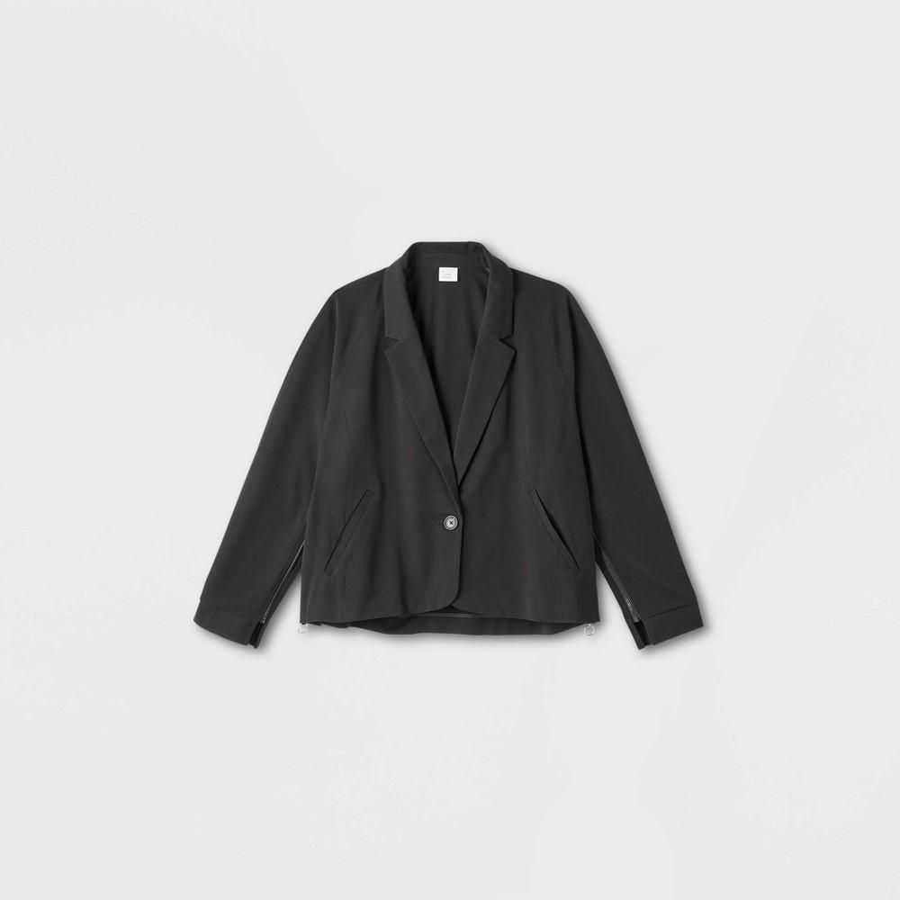 Women's Adaptive Seated Fit Side Opening Blazer Jacket - A New Day™ Black M: Recycled Polyester, , Slash Pocket Product Image