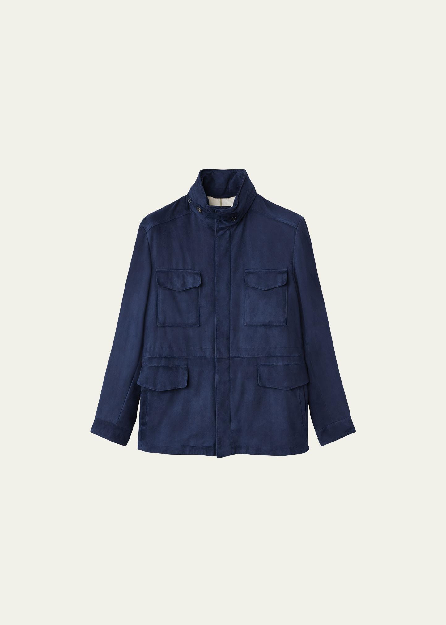 Mens Suede Concealed-Zip Field Jacket Product Image