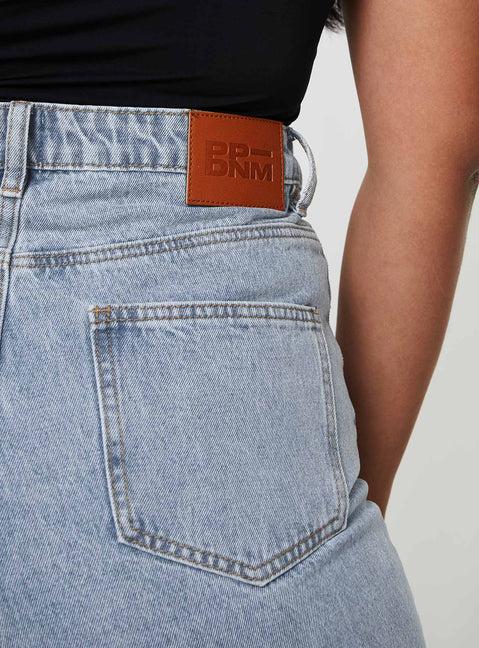 Nicolo High Rise Straight Leg Jeans Light Blue Wash Product Image