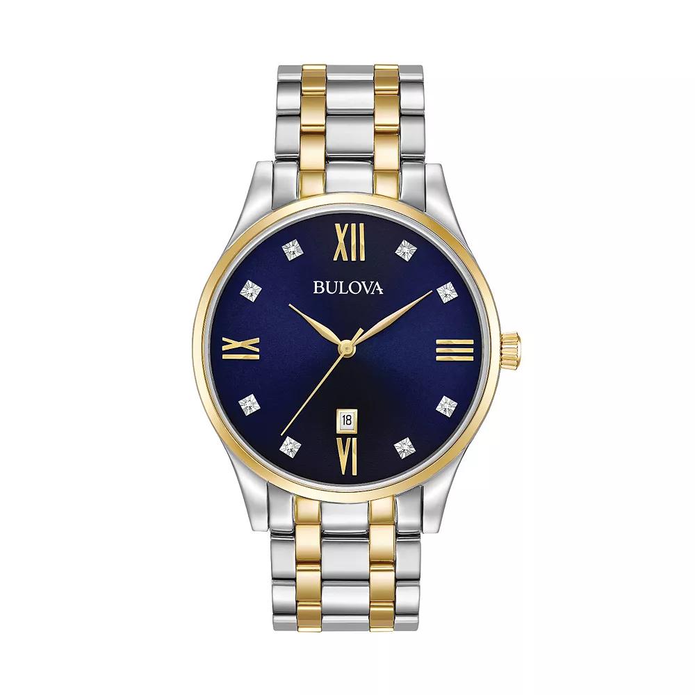 Bulova Men's Classic Diamond Two Tone Stainless Steel Watch - 98D130 Product Image