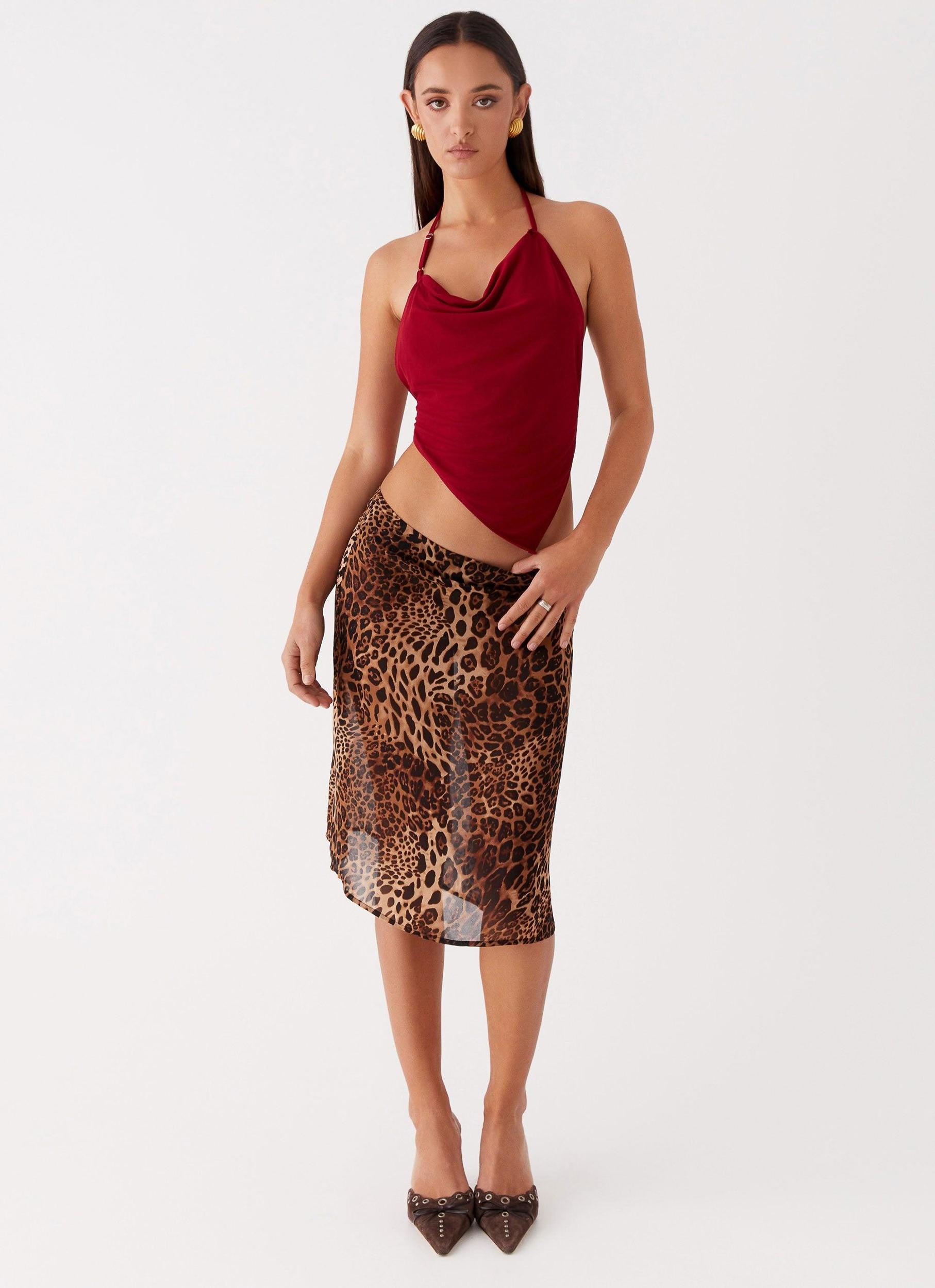 Evoke Chiffon Midi Skirt - Leopard Product Image