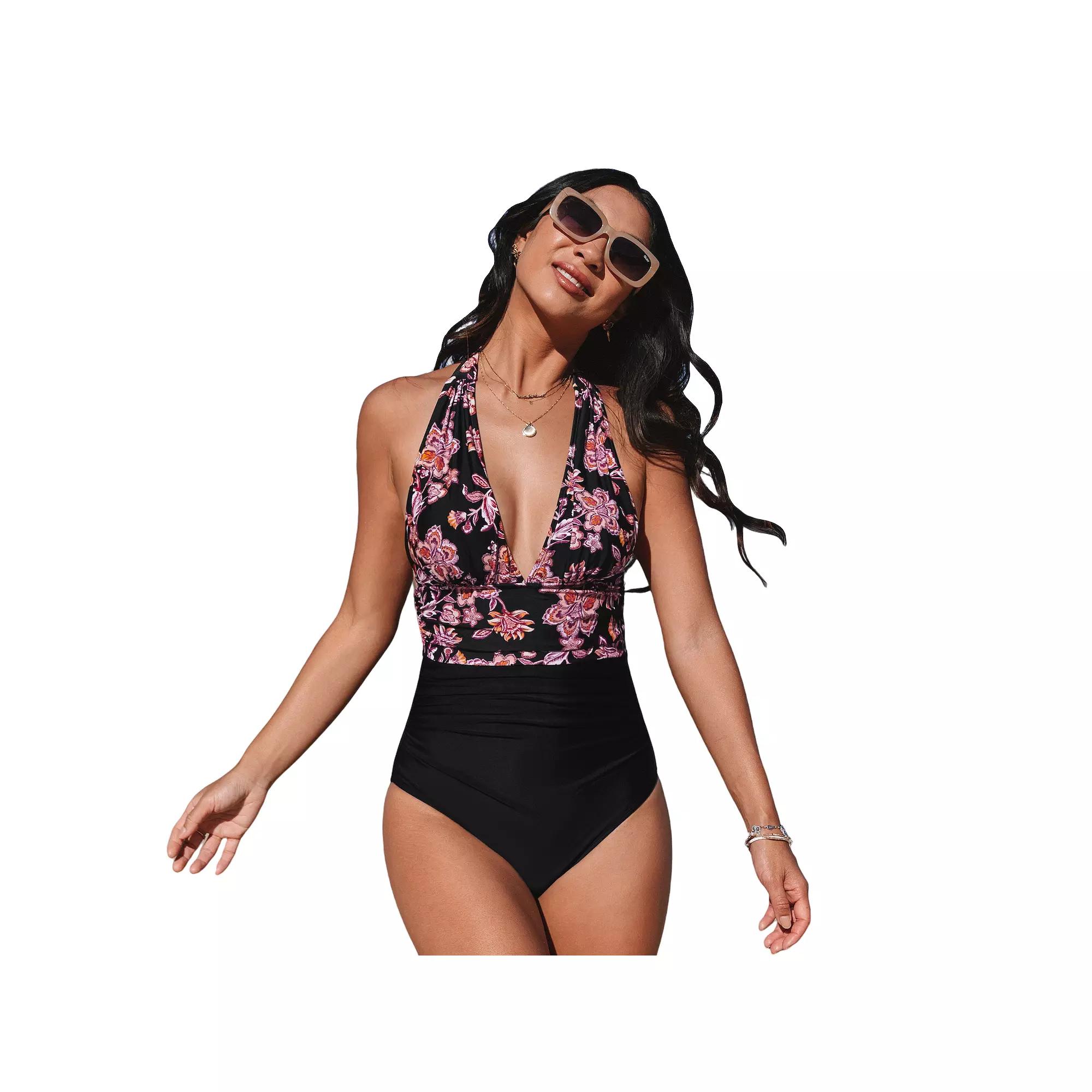 Women's Cupshe Plunging Halterneck Tummy Control One-Piece Swimsuit,  Product Image