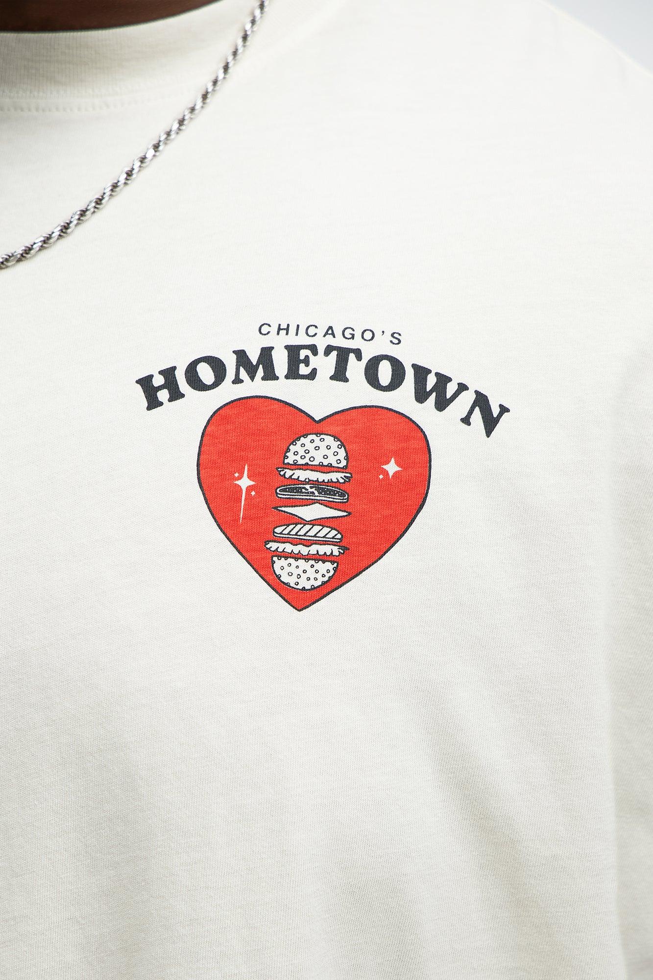 Chicago's Hometown Burgers Oversized Short Sleeve Tee - Cream Product Image