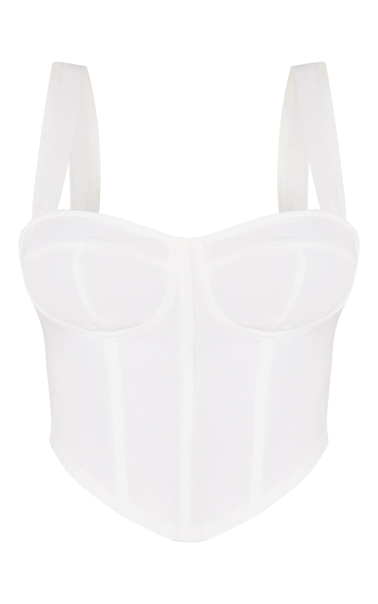 Shape White Woven Corset Crop Top Product Image