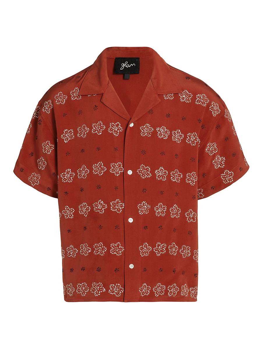 Mens Flower Silk Bowling Shirt Product Image