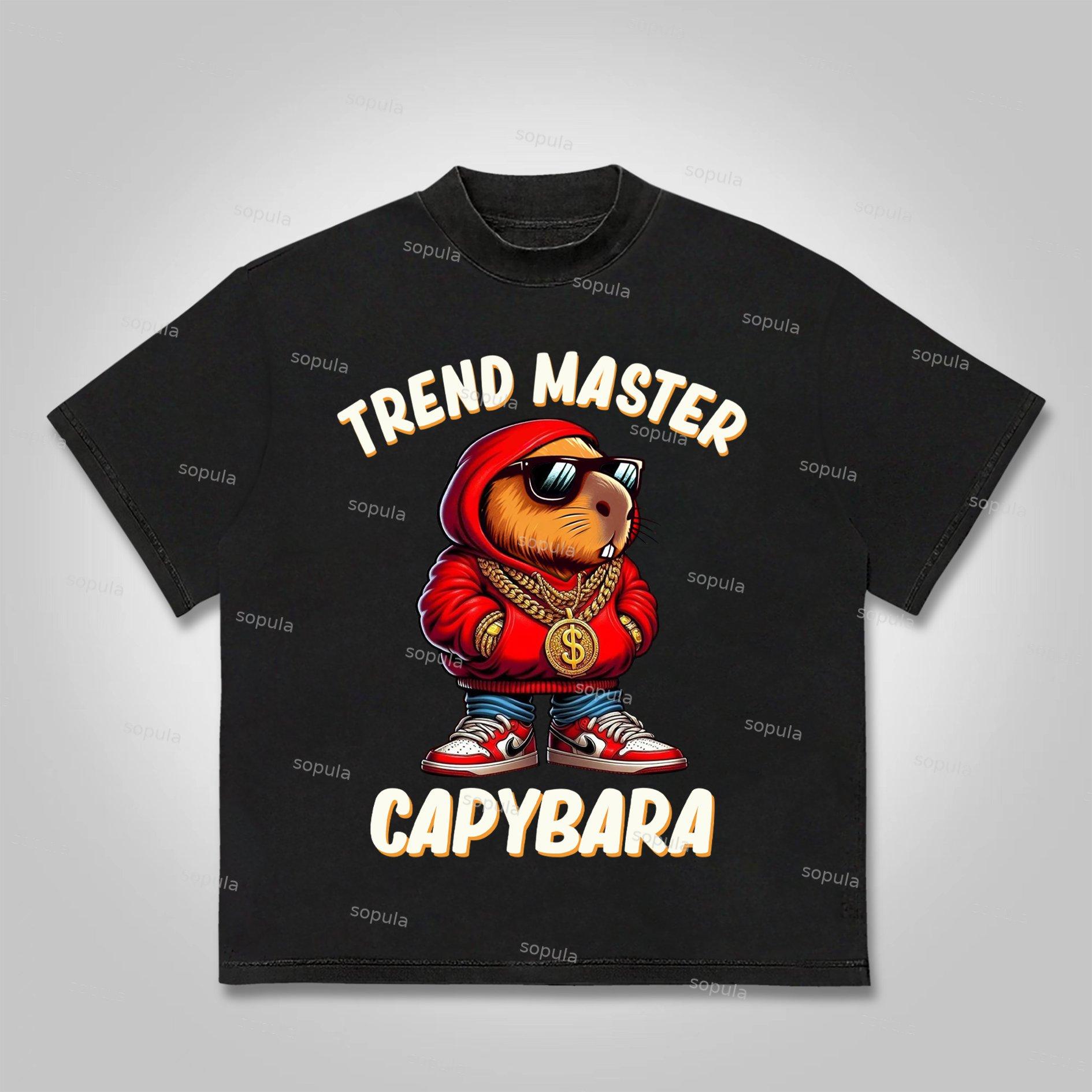 Sopula Capybara Trend Master Cartoon Graphics Cotton T-Shirt Product Image