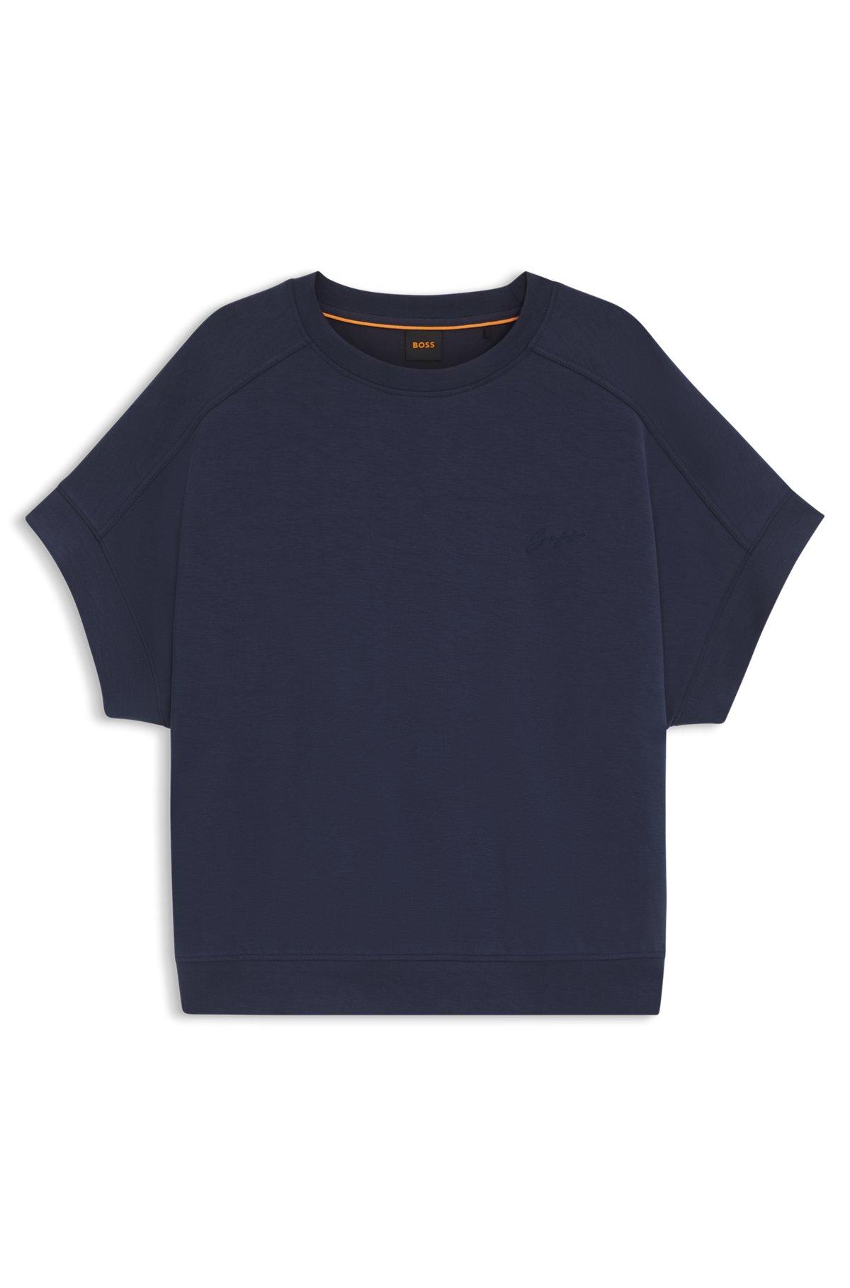 BOSS - Regular-fit T-shirt with handwritten logo - Dark Blue Product Image