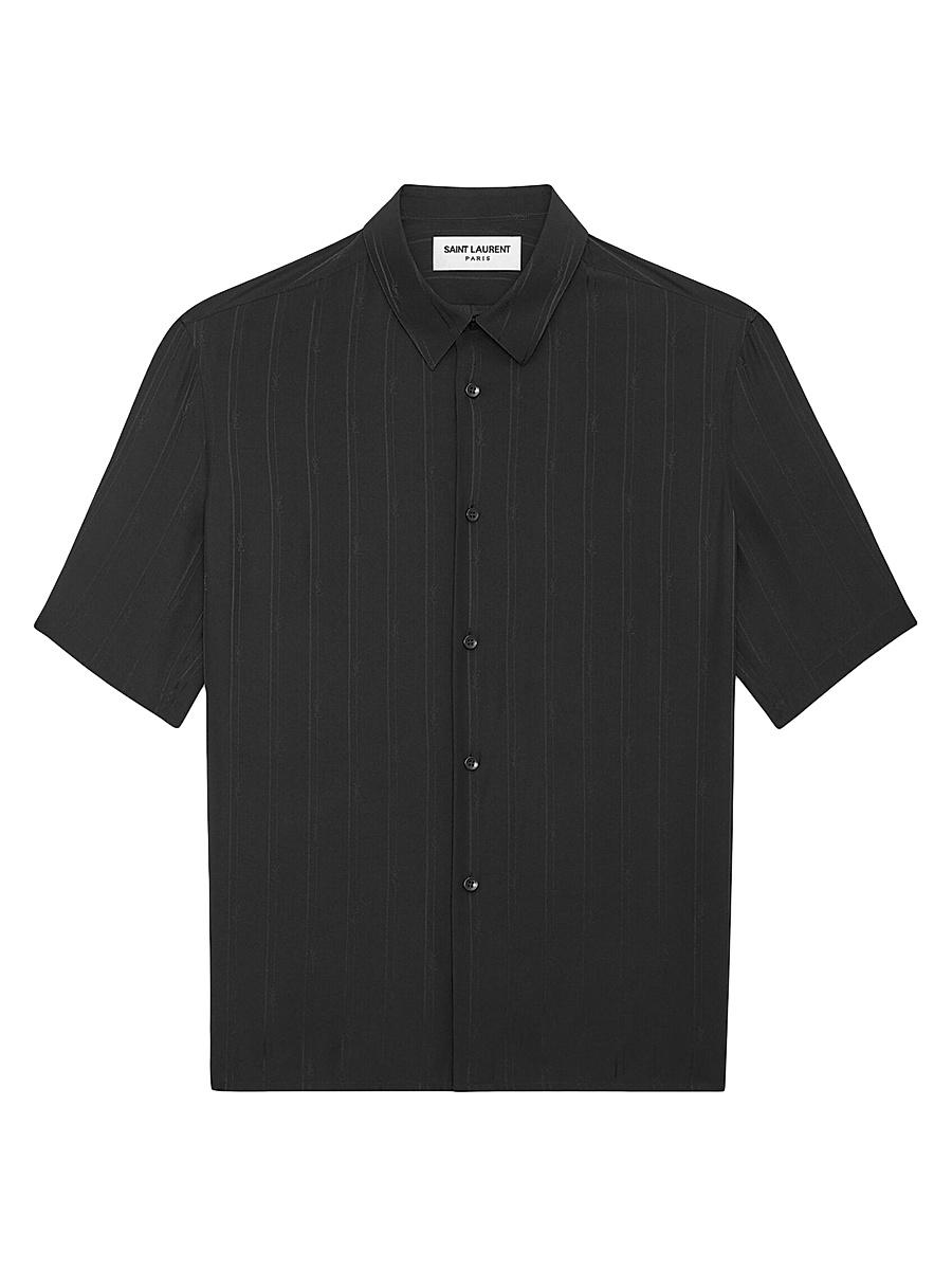 Mens Shirt in Matte and Shiny Cassandre Striped Silk Product Image