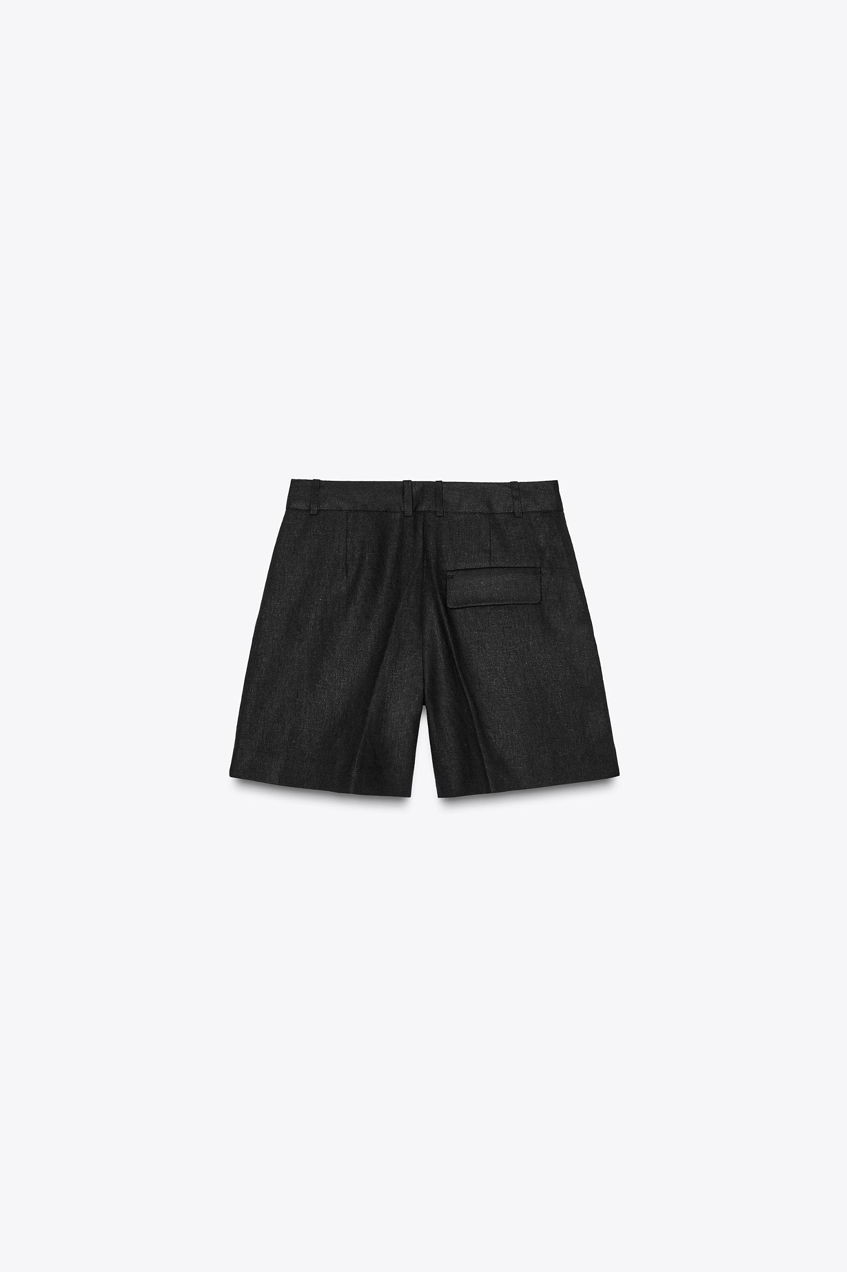 HIGH-WAISTED LINEN SHORTS Product Image
