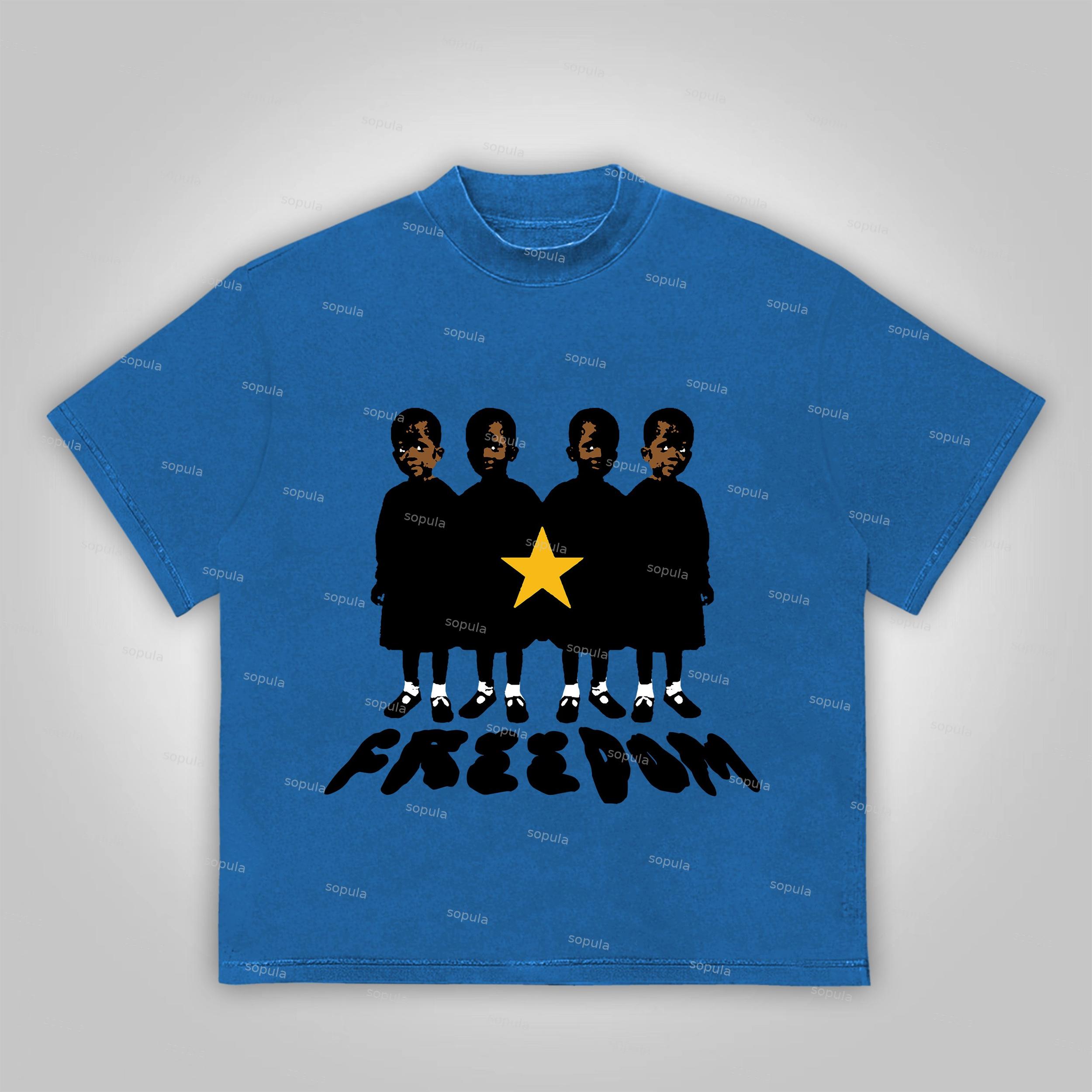 Sopula Freedom Vintage Graphic Print Cotton T-Shirt Product Image