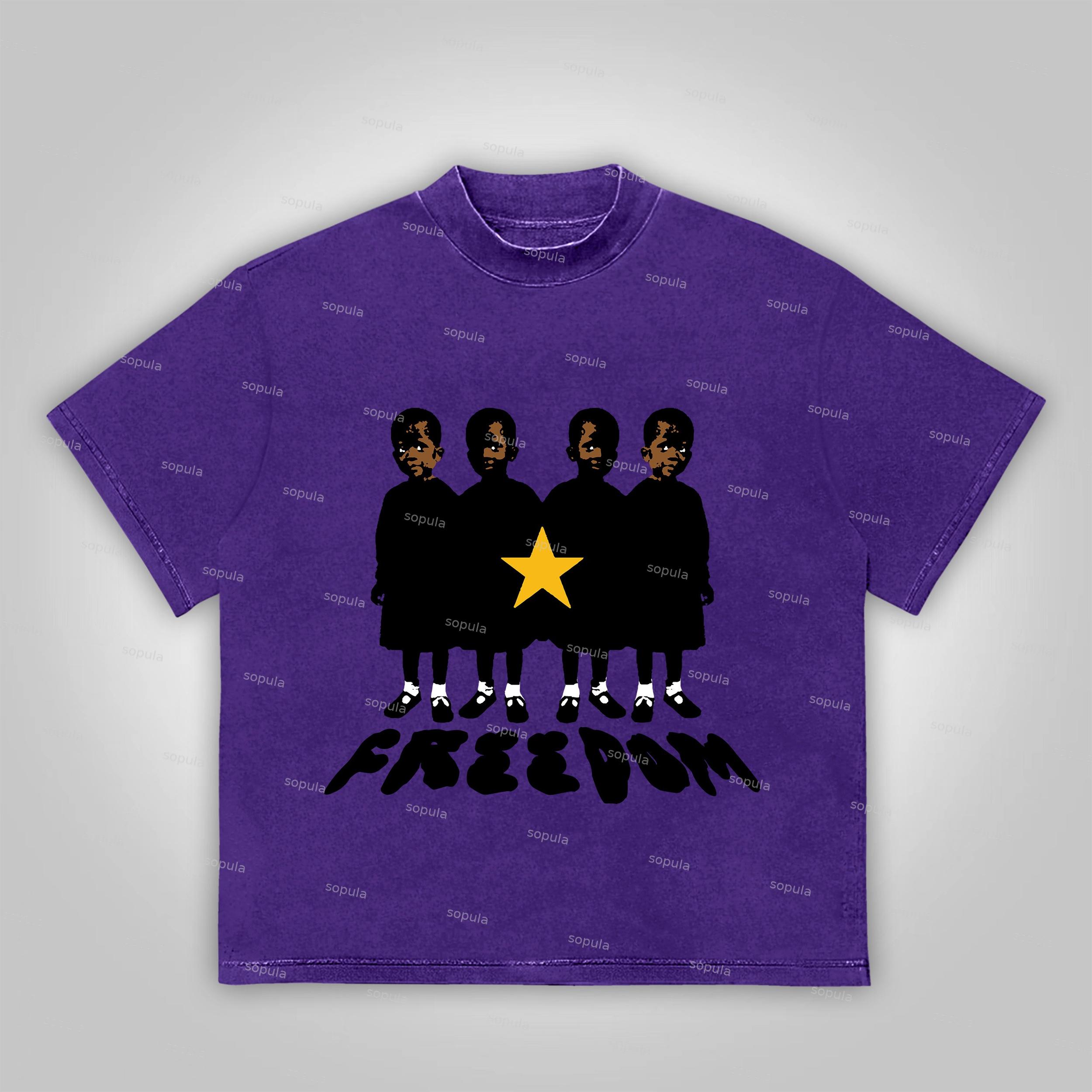 Sopula Freedom Vintage Graphic Print Cotton T-Shirt Product Image