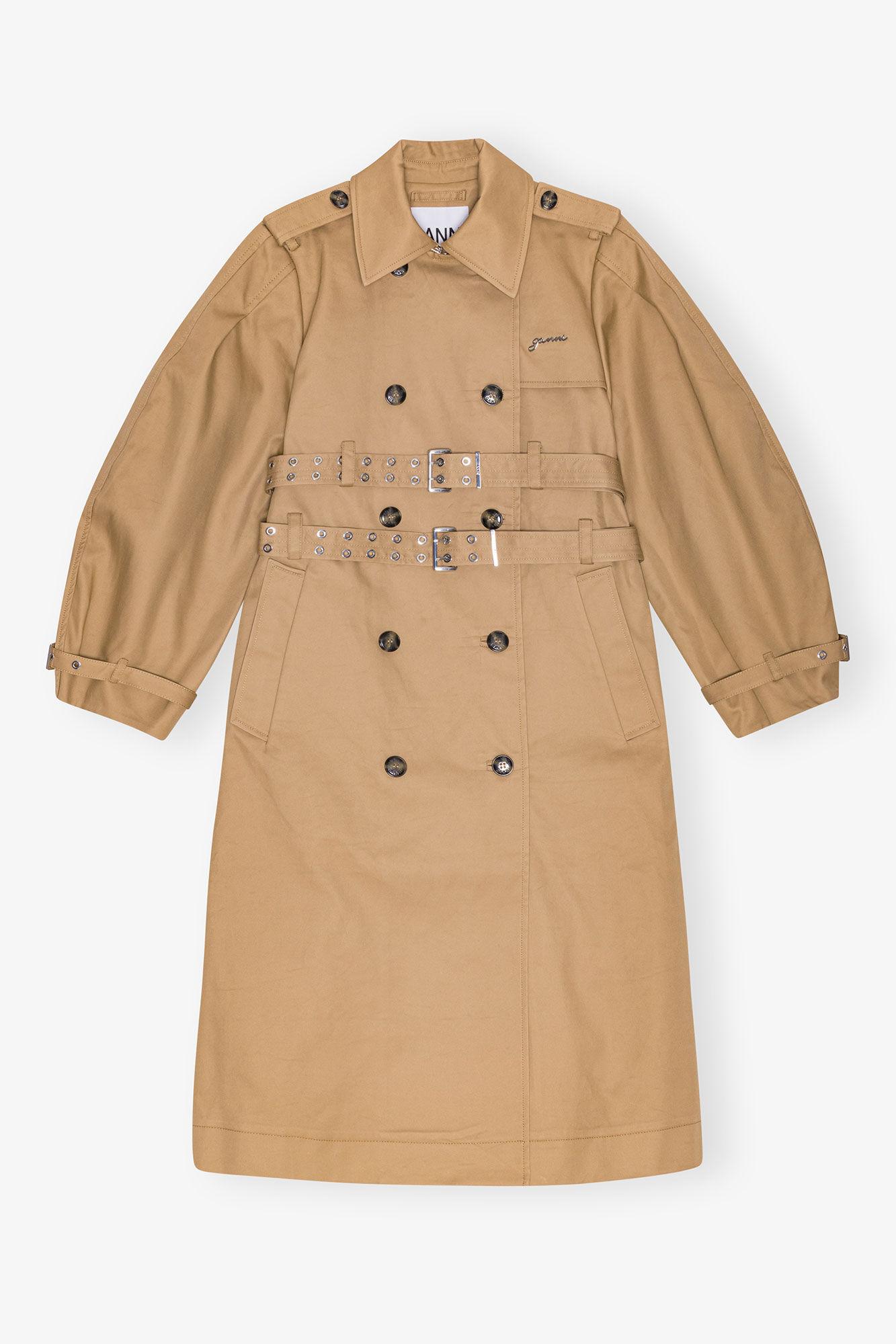 Camel Bonded Cotton Trench Coat Product Image