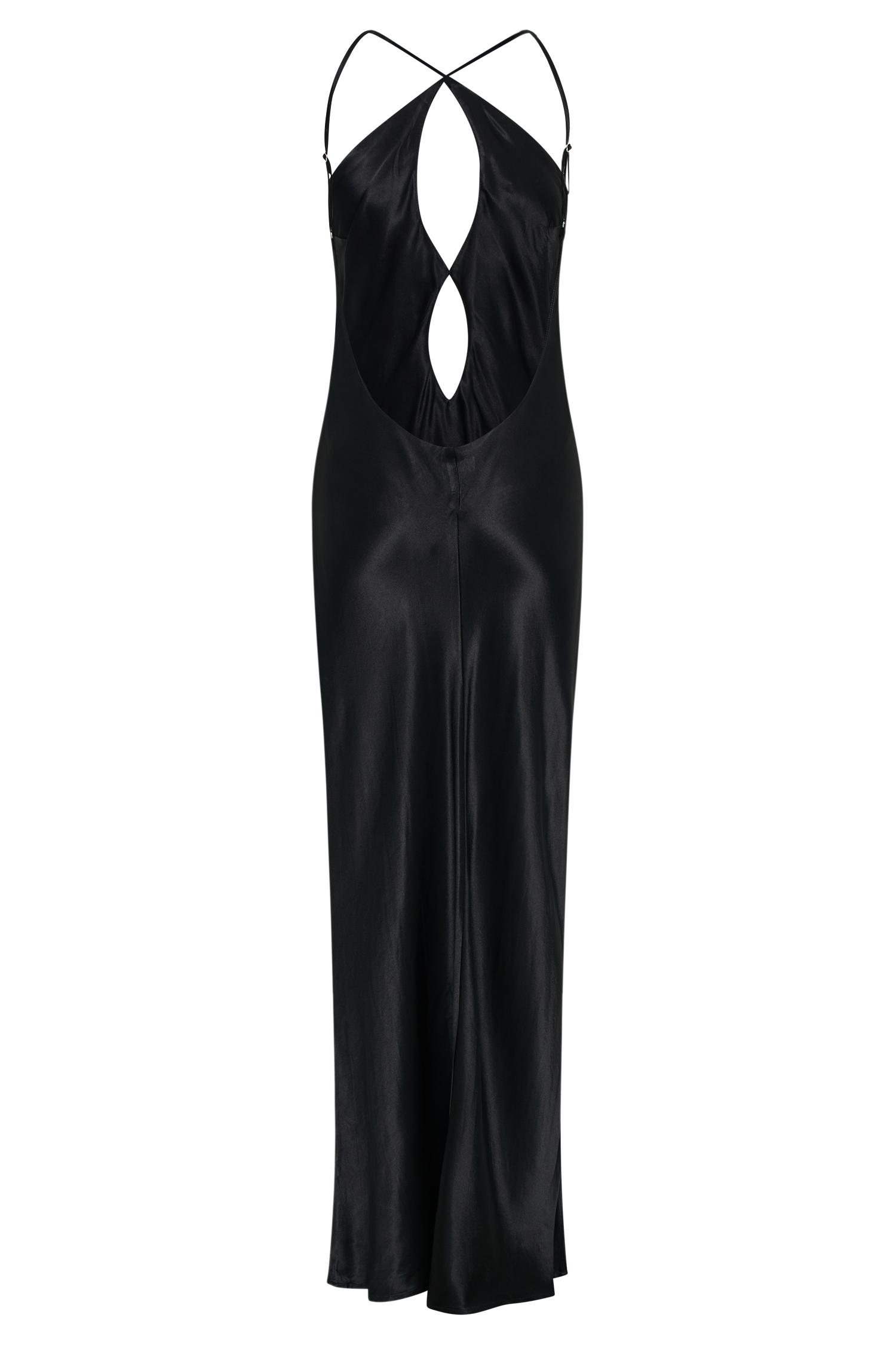 Lucia Satin Cut Out Maxi Dress - Black Product Image