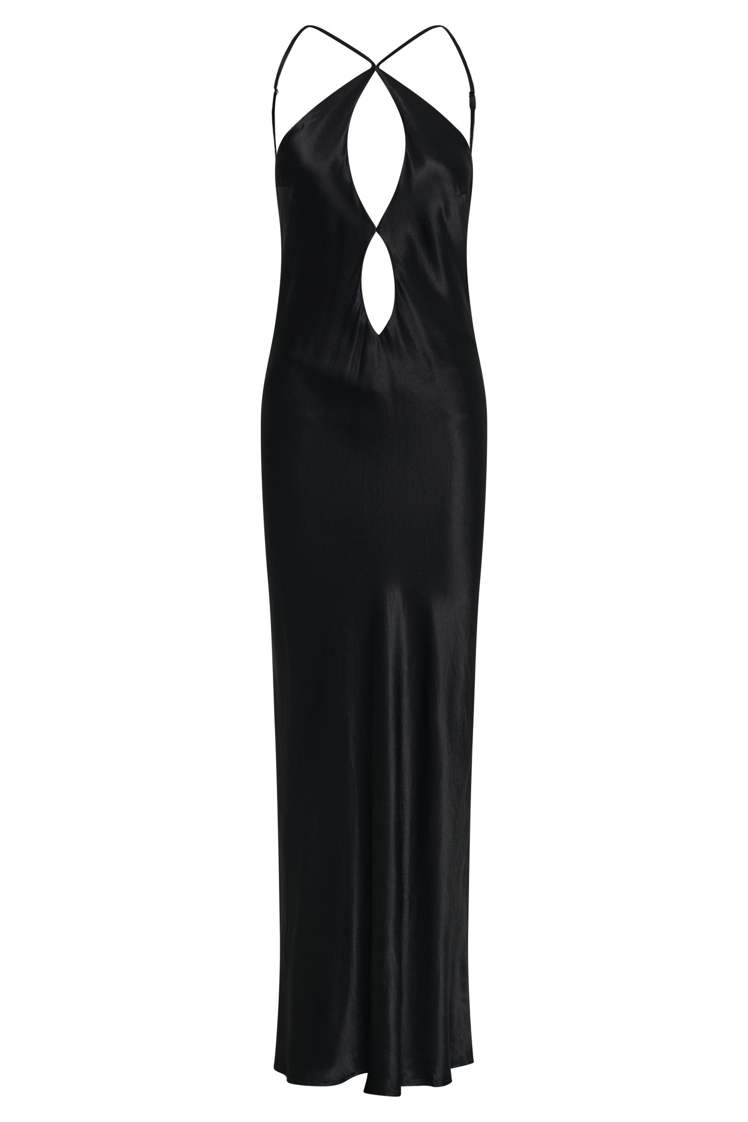 Lucia Satin Cut Out Maxi Dress - Black Product Image
