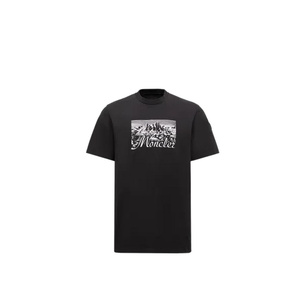 MONCLER Graphic Mountain Print Short Sleeve T-shirt In Black Product Image