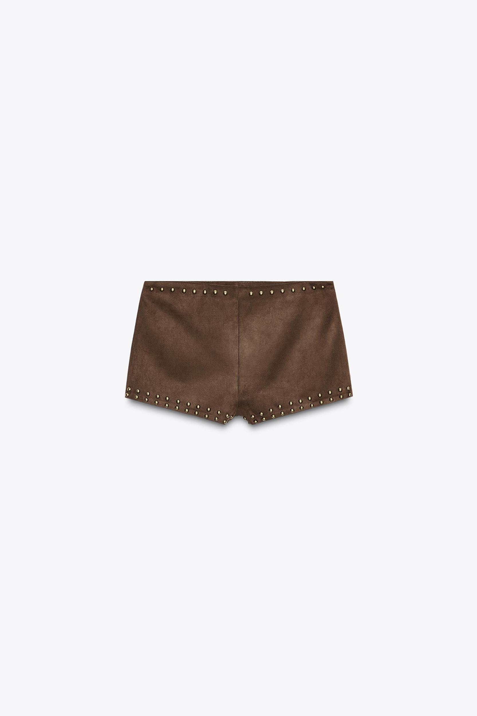 FAUX SUEDE STUDDED SHORTS Product Image