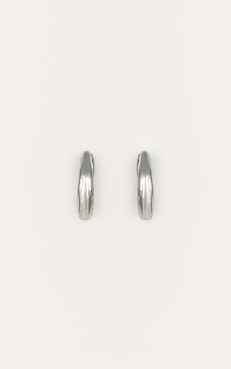 Silver Molten Wave Hoop Earrings Product Image
