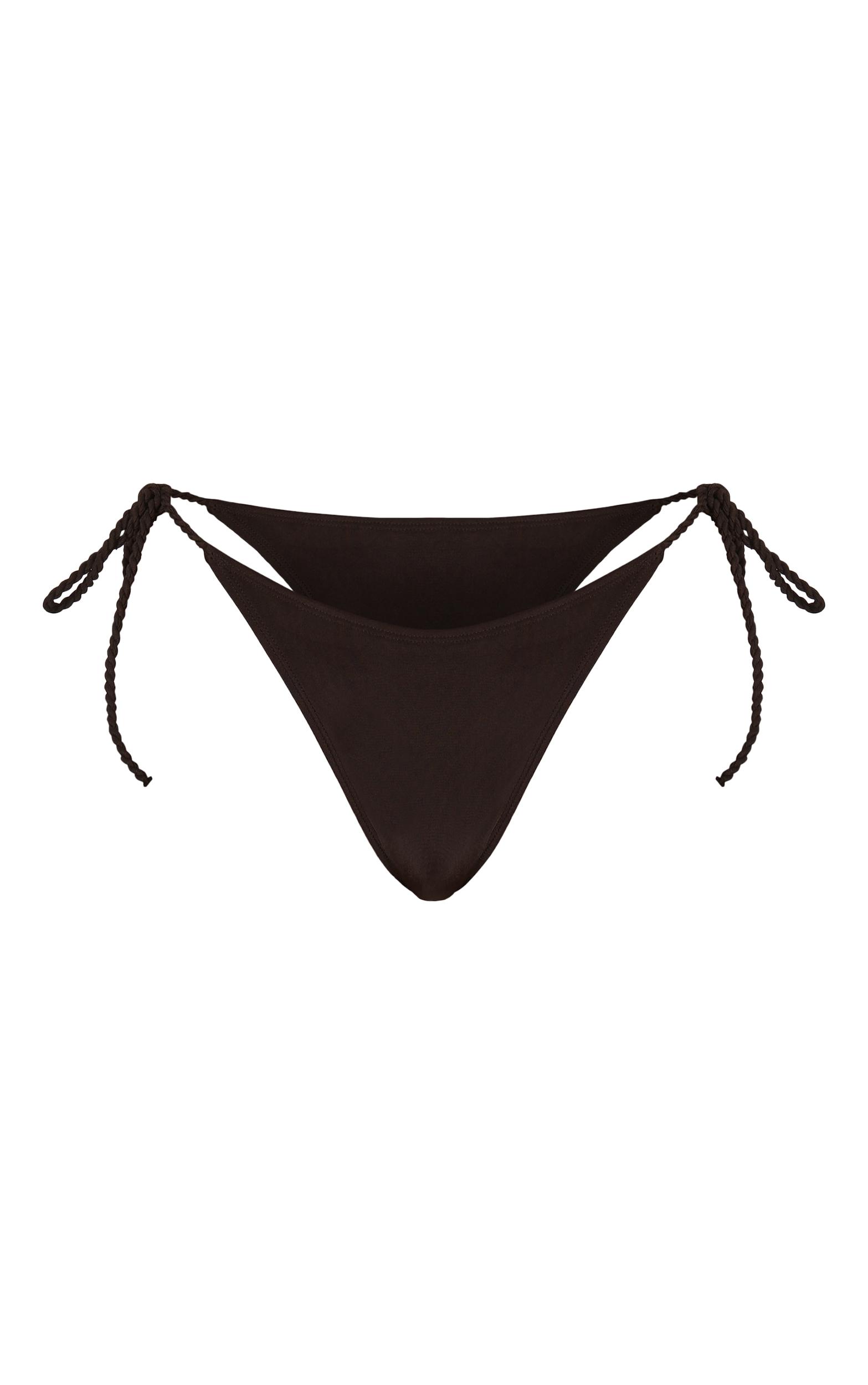 Black Twist Strap Tie Side Bikini Bottoms Product Image