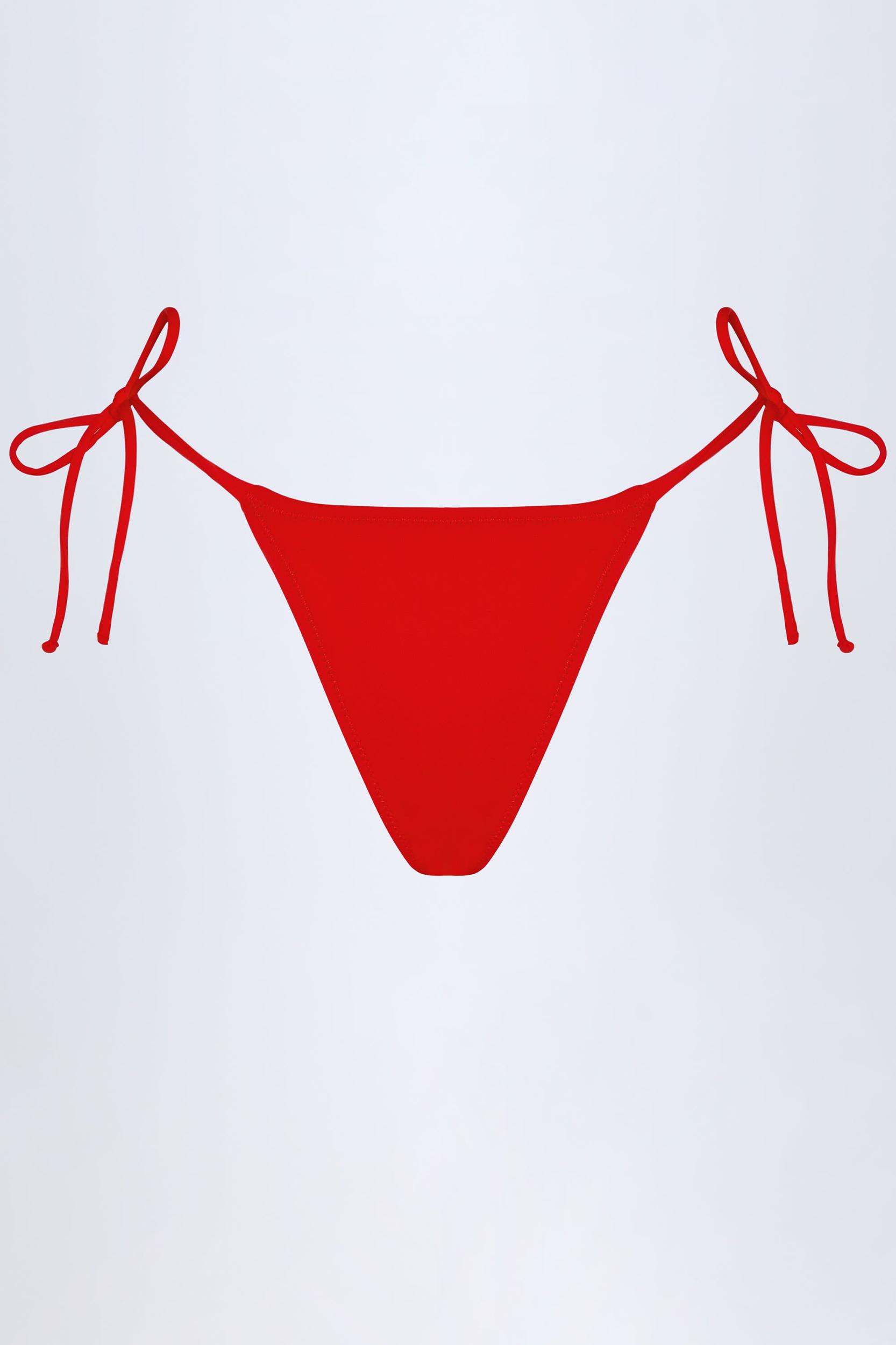 Side-Tie Cheeky Bikini Bottoms in Fiery Red Product Image