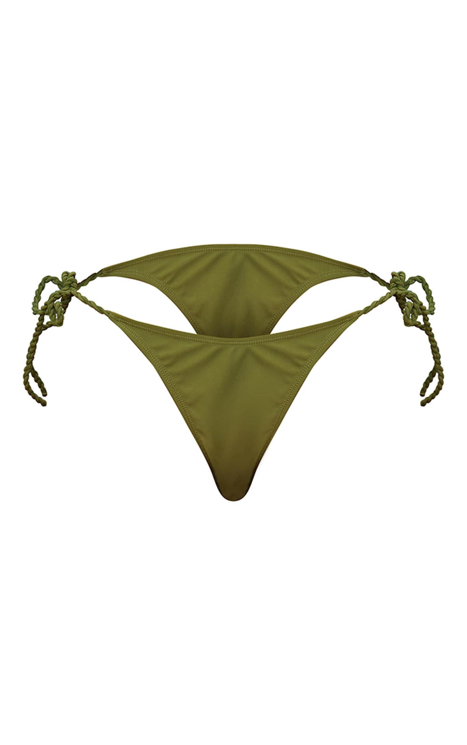 Olive Twist Strap Tie Side Bikini Bottoms Product Image