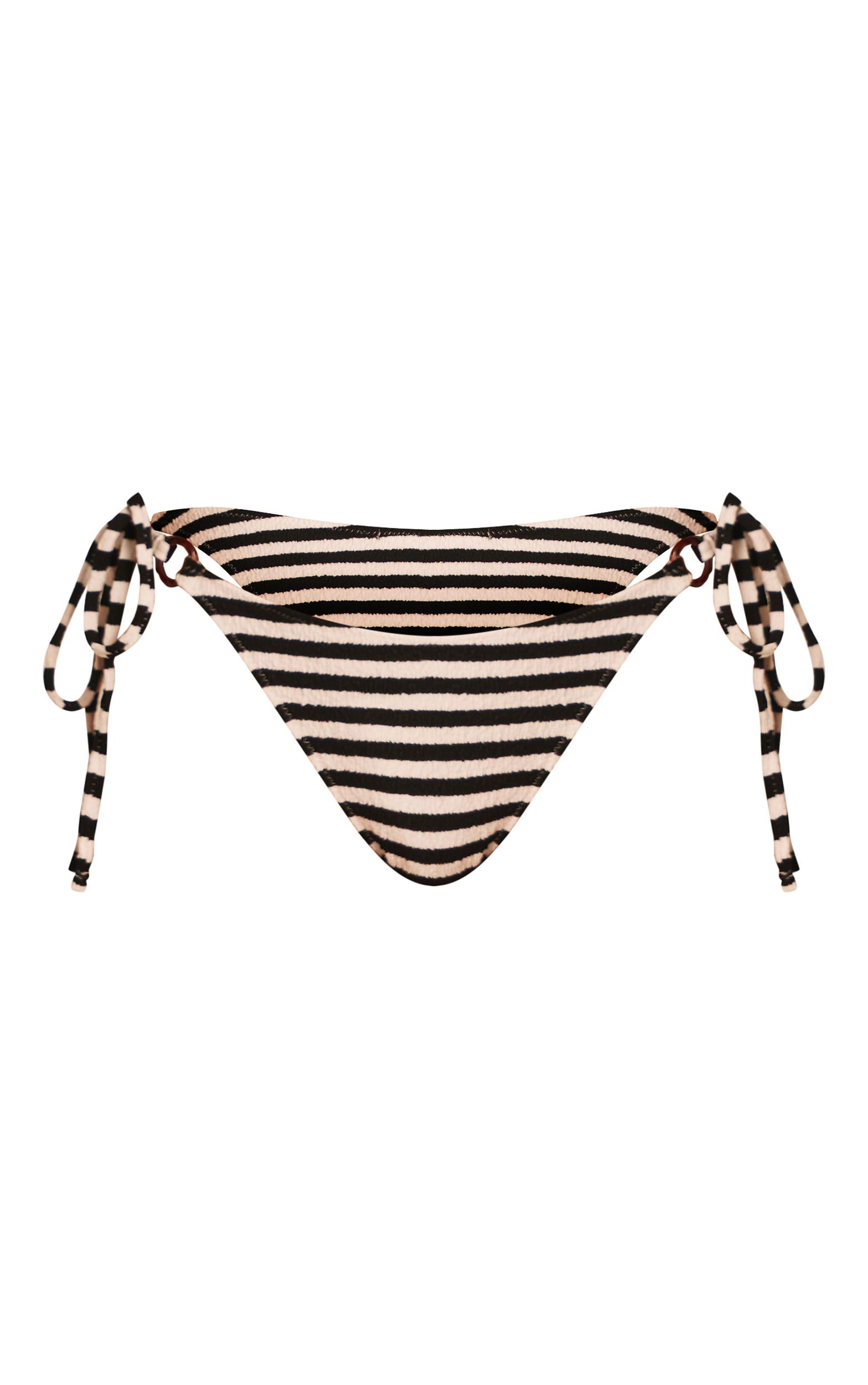 Black Textured Striped Triangle Bikini Top Product Image