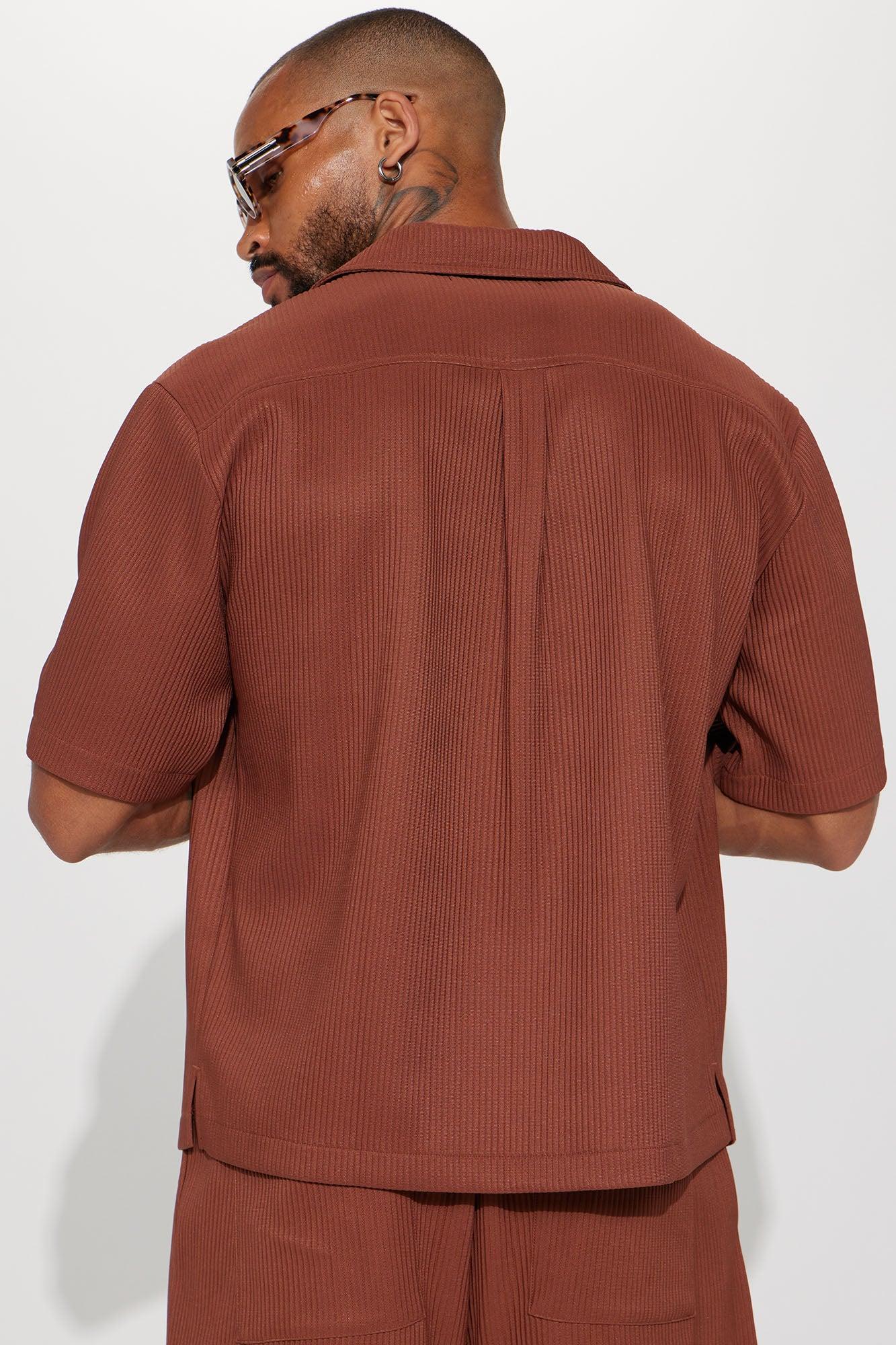 Show Up Short Sleeve Cuban Shirt - Chocolate Product Image