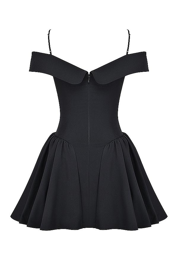 Elida  black off shoulder mini dress Product Image