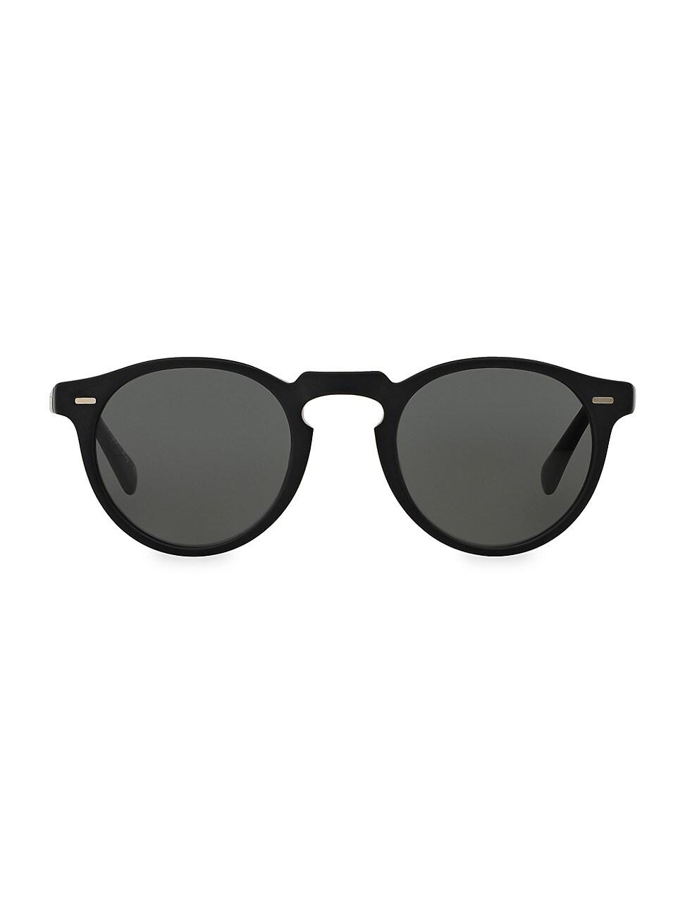 Mens Gregory Peck 50MM Round Sunglasses Product Image