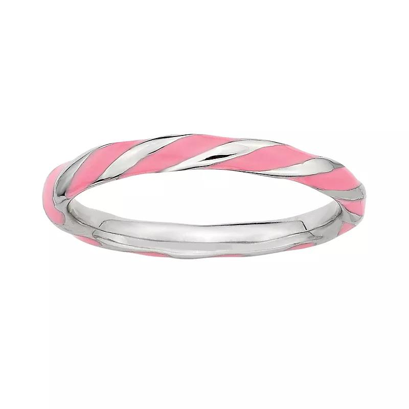 Stacks & Stones Sterling Silver Pink Enamel Twist Stack Ring, Women's,  Product Image
