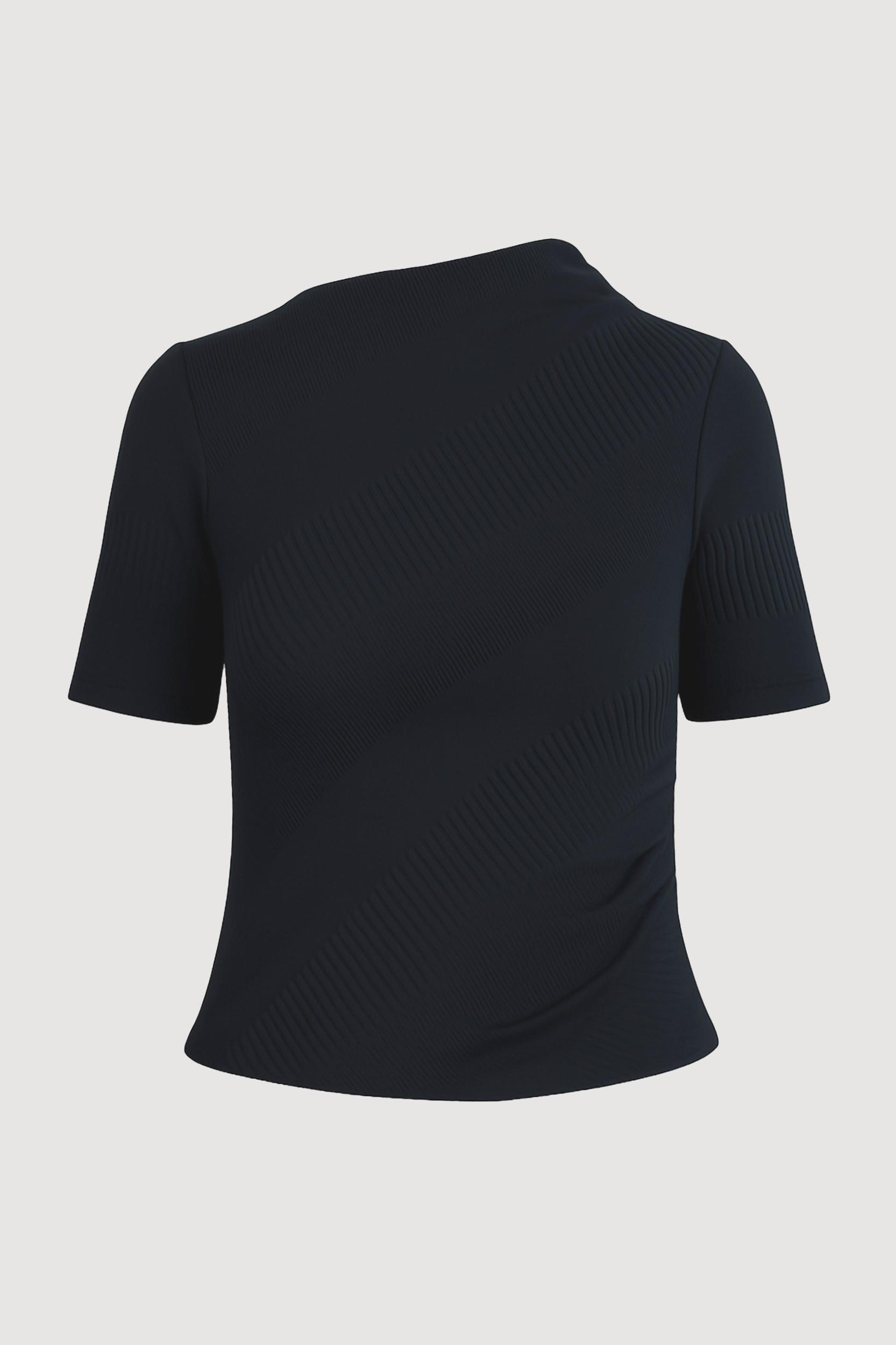 Pauline Ribbed Asymmetric-Neck Top Product Image