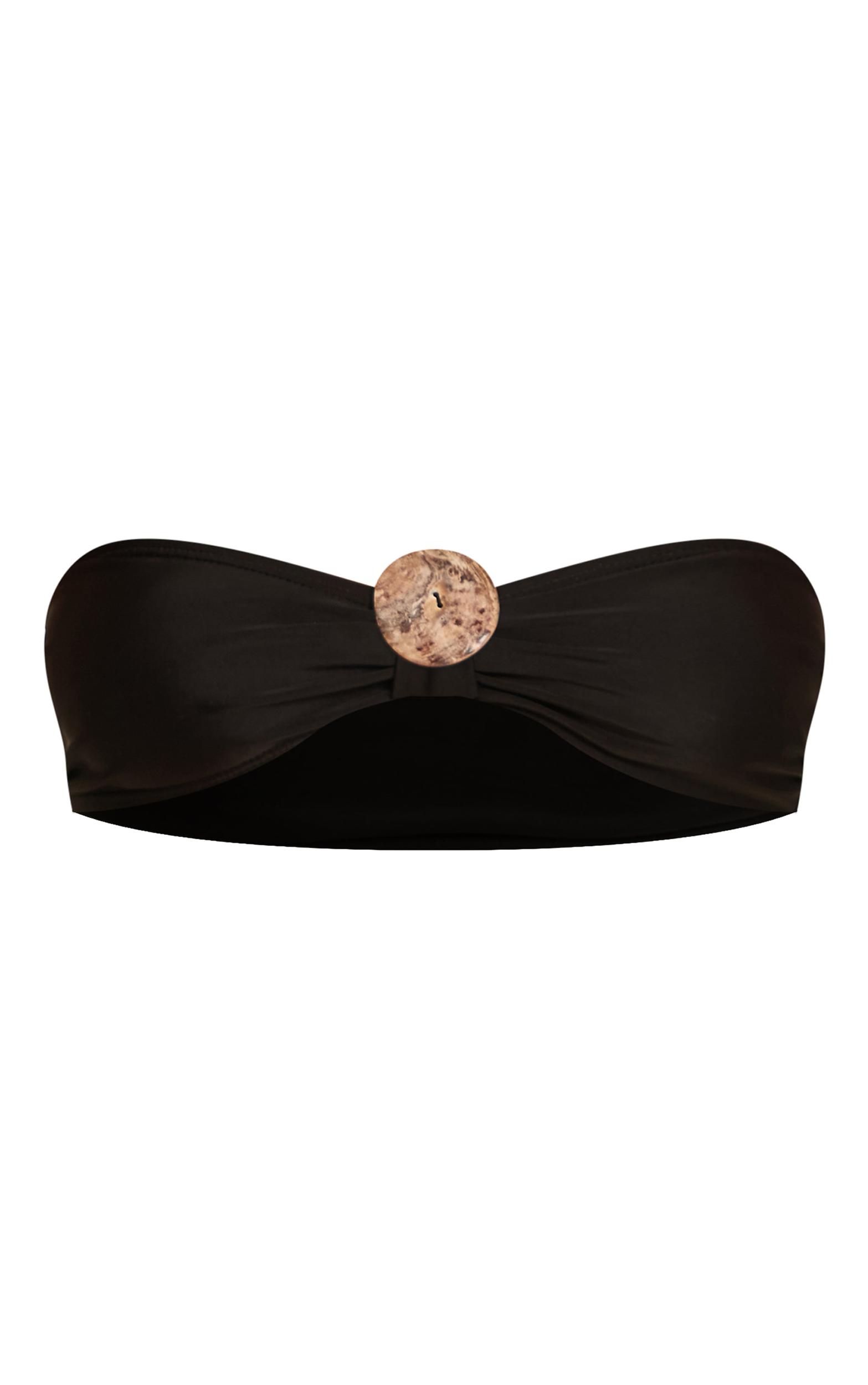 Black Shell Trim Bandeau Bikini Top Product Image
