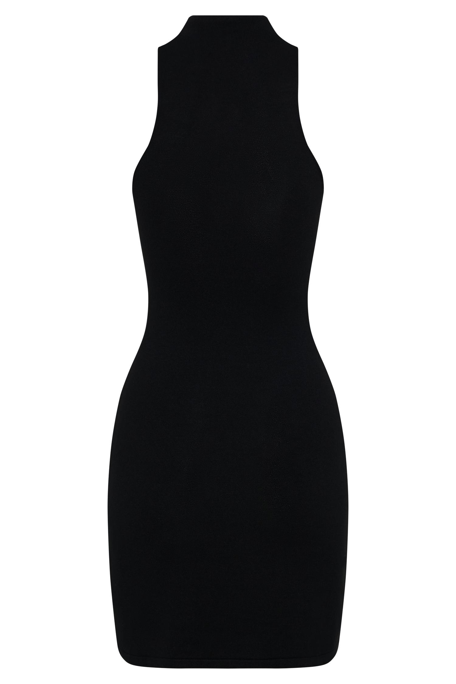 Hector Halter Neck Knit Mini Dress - Black Product Image