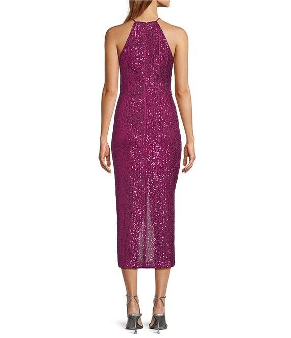 Belle by Badgley Mischka Isabella Sequin Mock Neck Sleeveless Pencil Dress Product Image