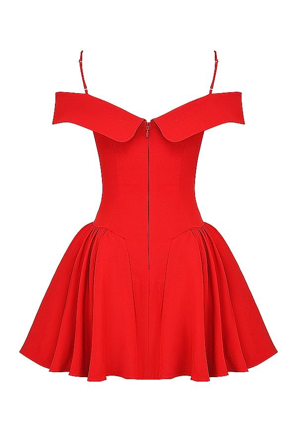 Elida  scarlet off shoulder mini dress Product Image