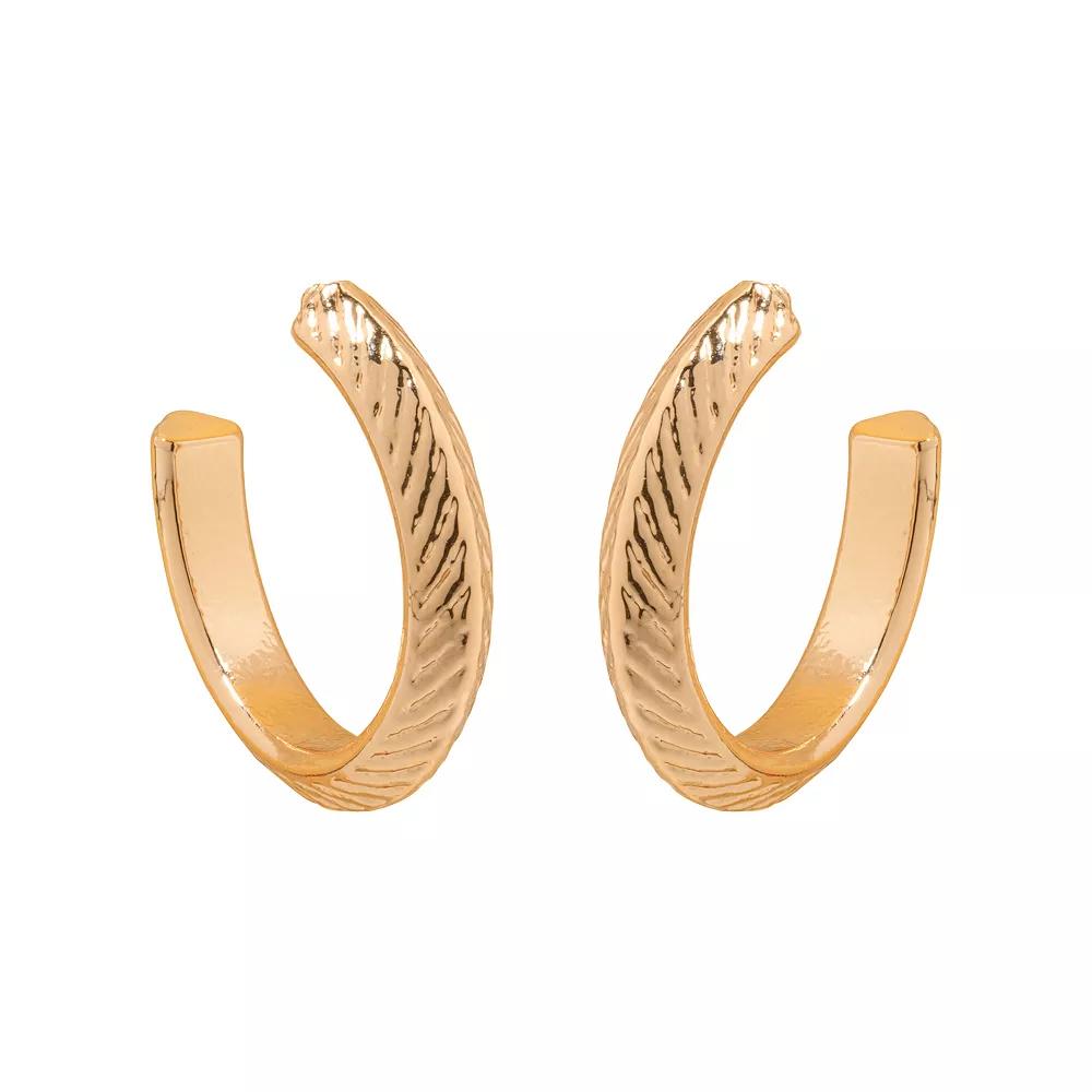 LC Lauren Conrad Gold Tone Etched Hoop Earrings, Women's, None Product Image