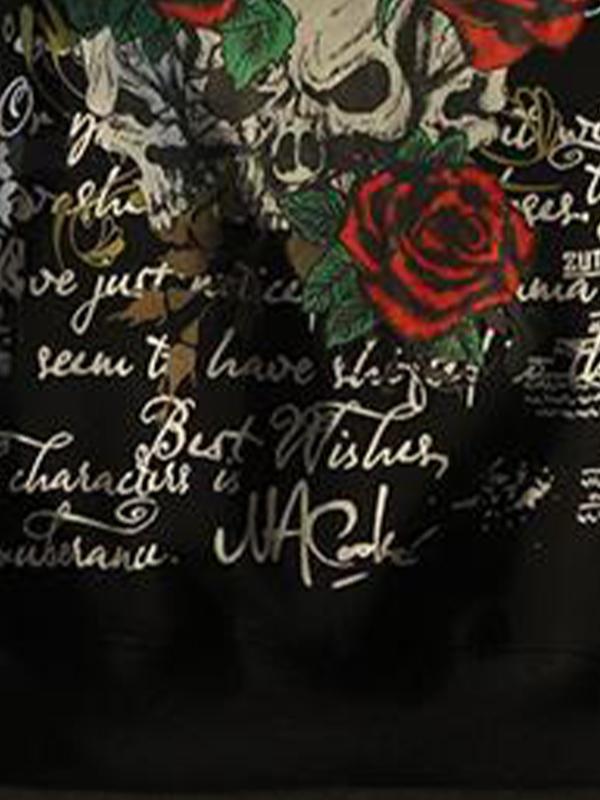 Men's Gothic Rose Skull Print Oversized Hoodie Product Image
