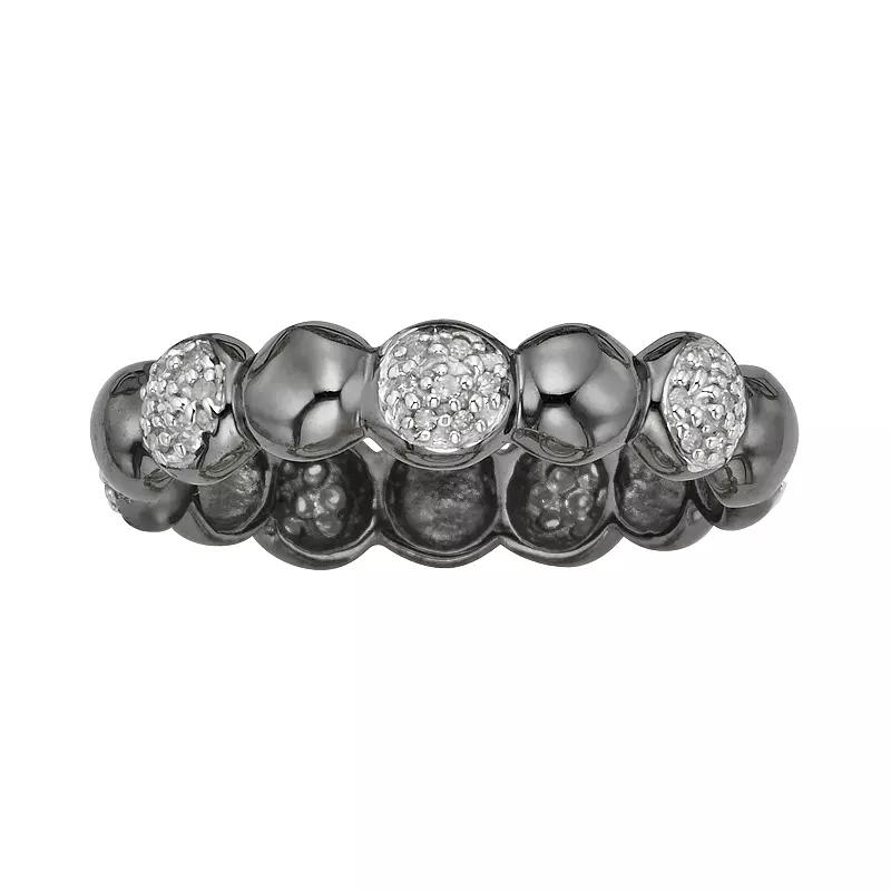 Jewelexcess Black Rhodium-Plated Sterling Silver 1/7-ct. T.W. Diamond Ring, Women's Product Image